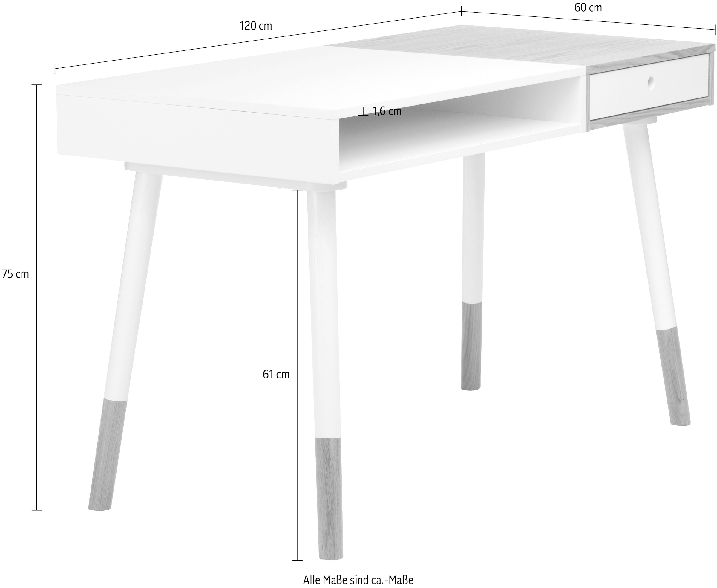 Woodman Schreibtisch »Sonnenblick«, zweifarbig, abgerundete massive Beine