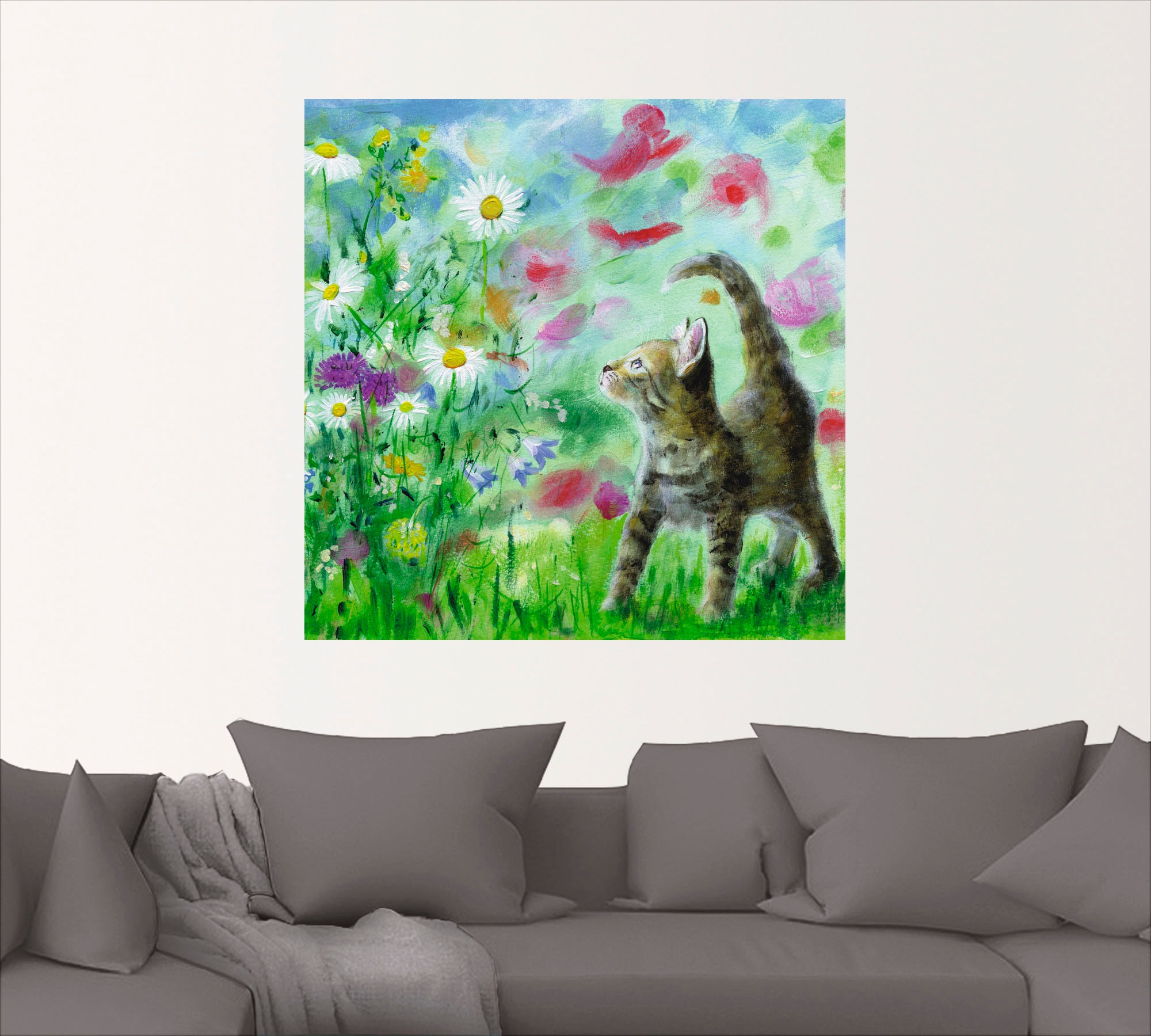 Artland Wandbild »Sommerwiese mit Kätzchen«, Haustiere, (1 St.), als Leinwandbild, Poster, Wandaufkleber in verschied. Größen