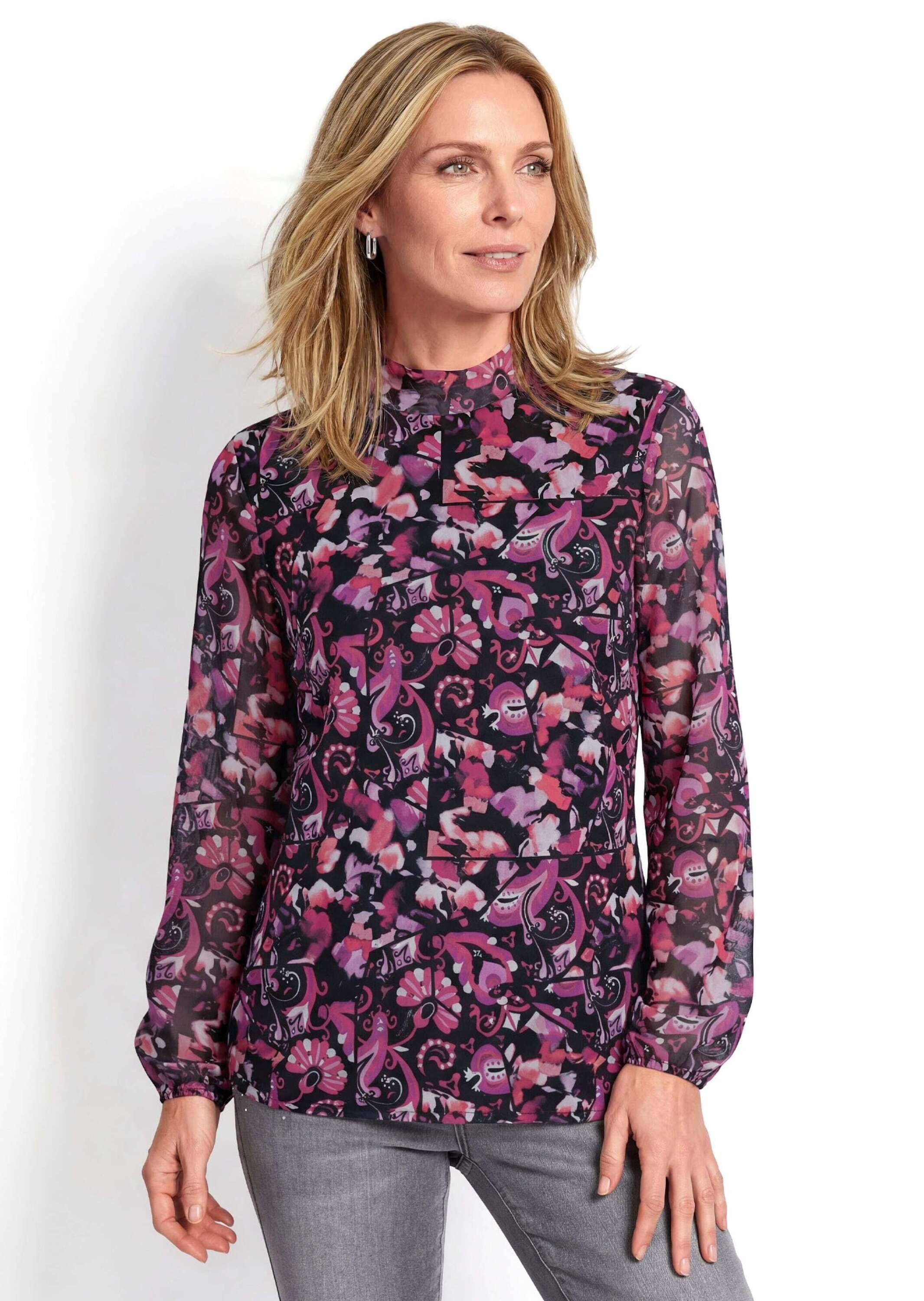 GOLDNER Print-Shirt »Mesh-Shirt mit Paisley-Druck« stretchbequemes Mesh Shirt mit Body mit Viskosejersey unterfüttert
