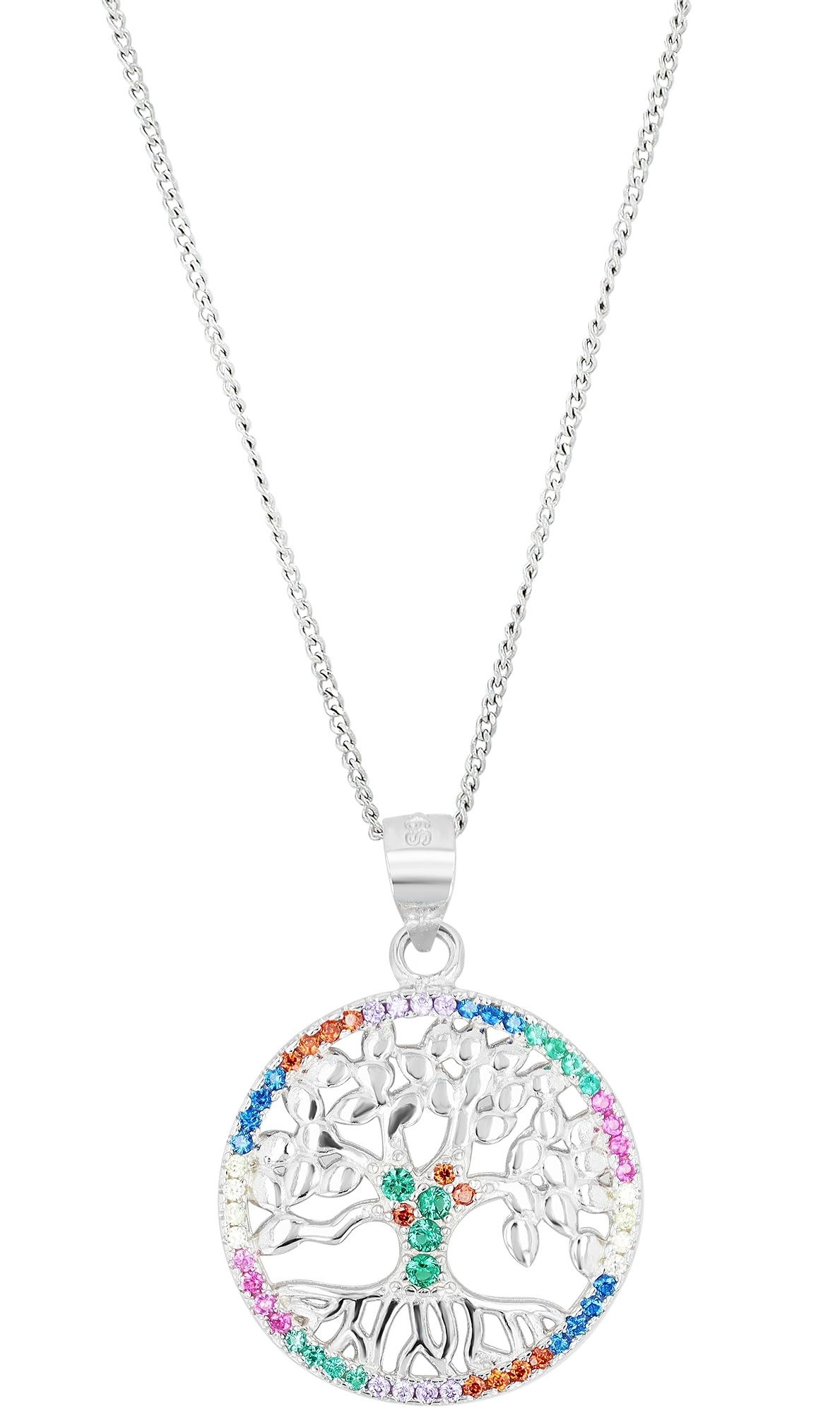 ADELIA ́S Damen Kettenanhänger "Anhänger – Lebensbaumanhänger aus 925 Silber mit Zirkonia", Silber 925 (Sterlingsilber), bunt, Silber 925