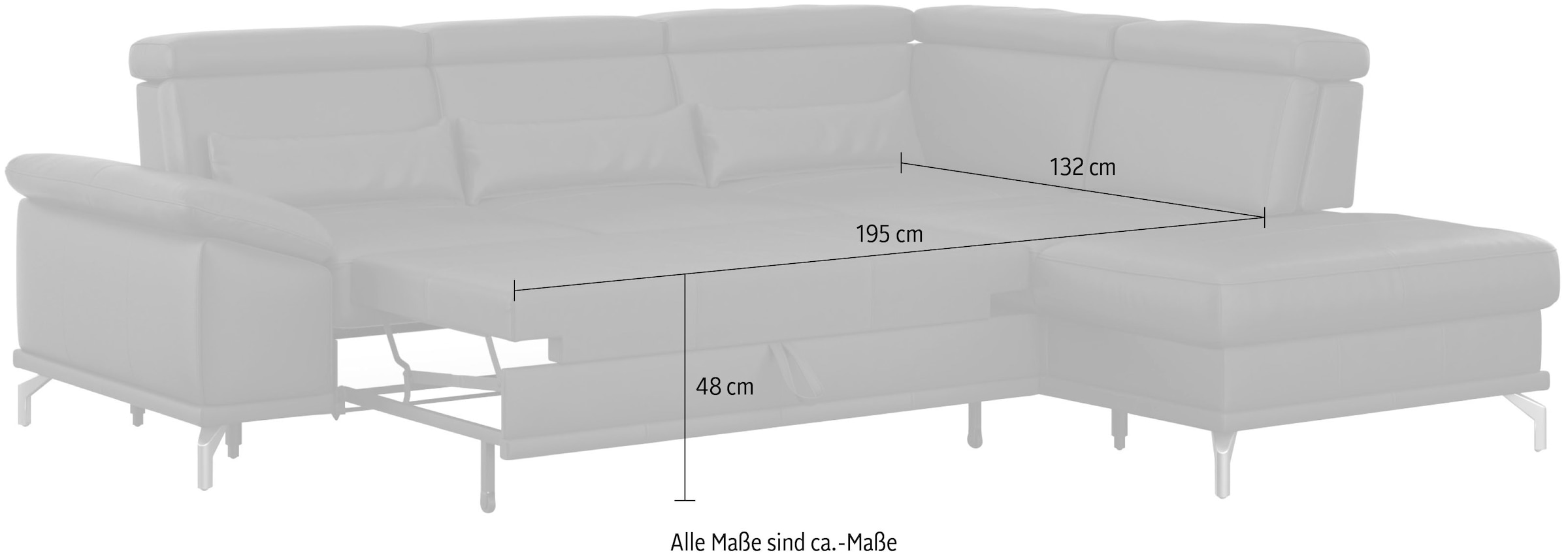 sit&more Ecksofa »Cabrio L-Form, mit Sitztiefenverstellung, Arm- und Kopfteilverstellung«, 3 Nierenkissen, Federkern, optional Bettfunktion und Stauraum