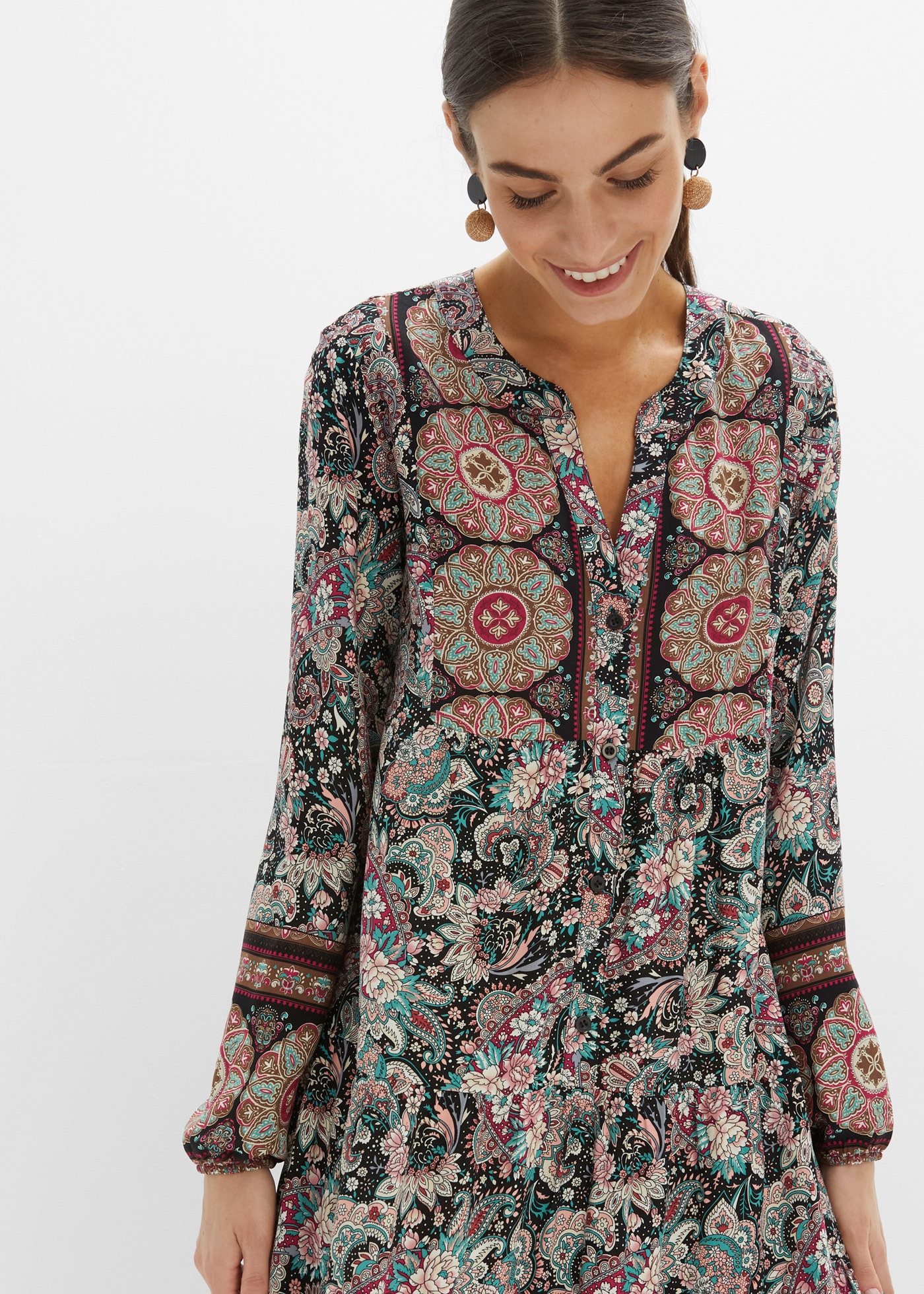 bonprix Tunikakleid für Festivals, aus Viskose, A-Linien-Passform, mit lang günstig online kaufen