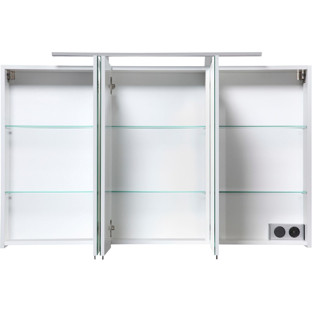 welltime Spiegelschrank »Torino«, Breite 120 cm, 3-türig, LED-Beleuchtung, Schalter-/Steckdosenbox