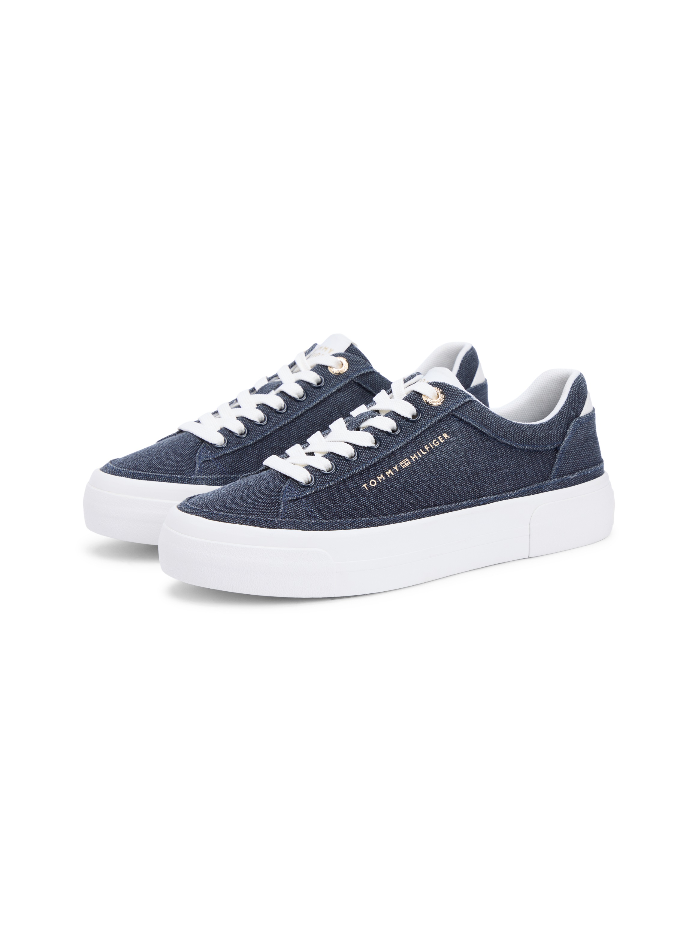 Tommy Hilfiger Plateausneaker »TH FOXING PLATFORM WASHED CANVAS«  Freizeitschuh, Halbschuh, Schnürschuh im angesagten Jeans-Look