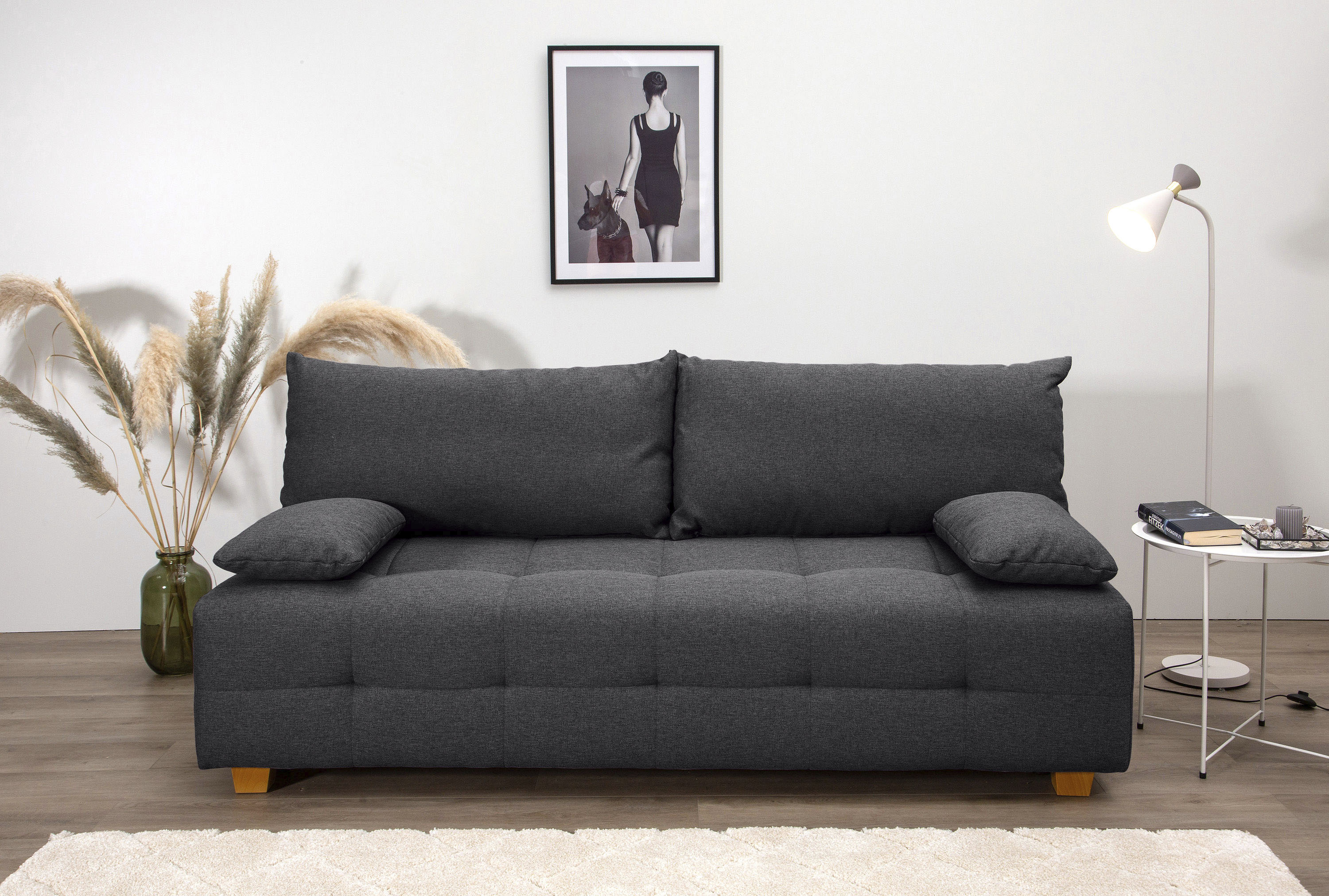 COLLECTION AB Schlafsofa "Bella, B: 196 cm, Liegefl. 145x196 cm" Schlaffunktion, Bettkasten & 2 Armlehnenkissen, Federkern