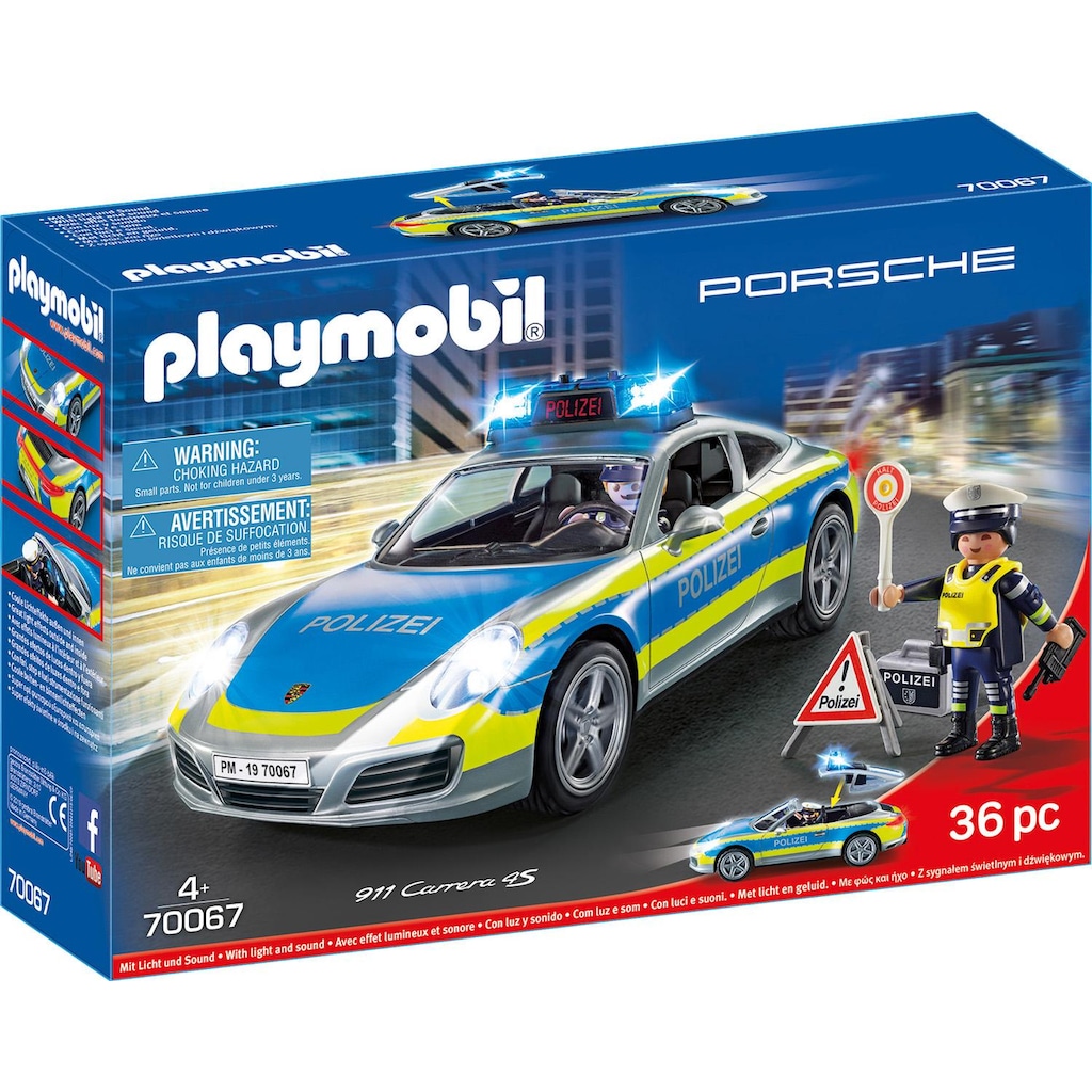 Playmobil® Konstruktions-Spielset »Porsche 911 Carrera 4S Polizei (70067), City Action«, (36 St.)