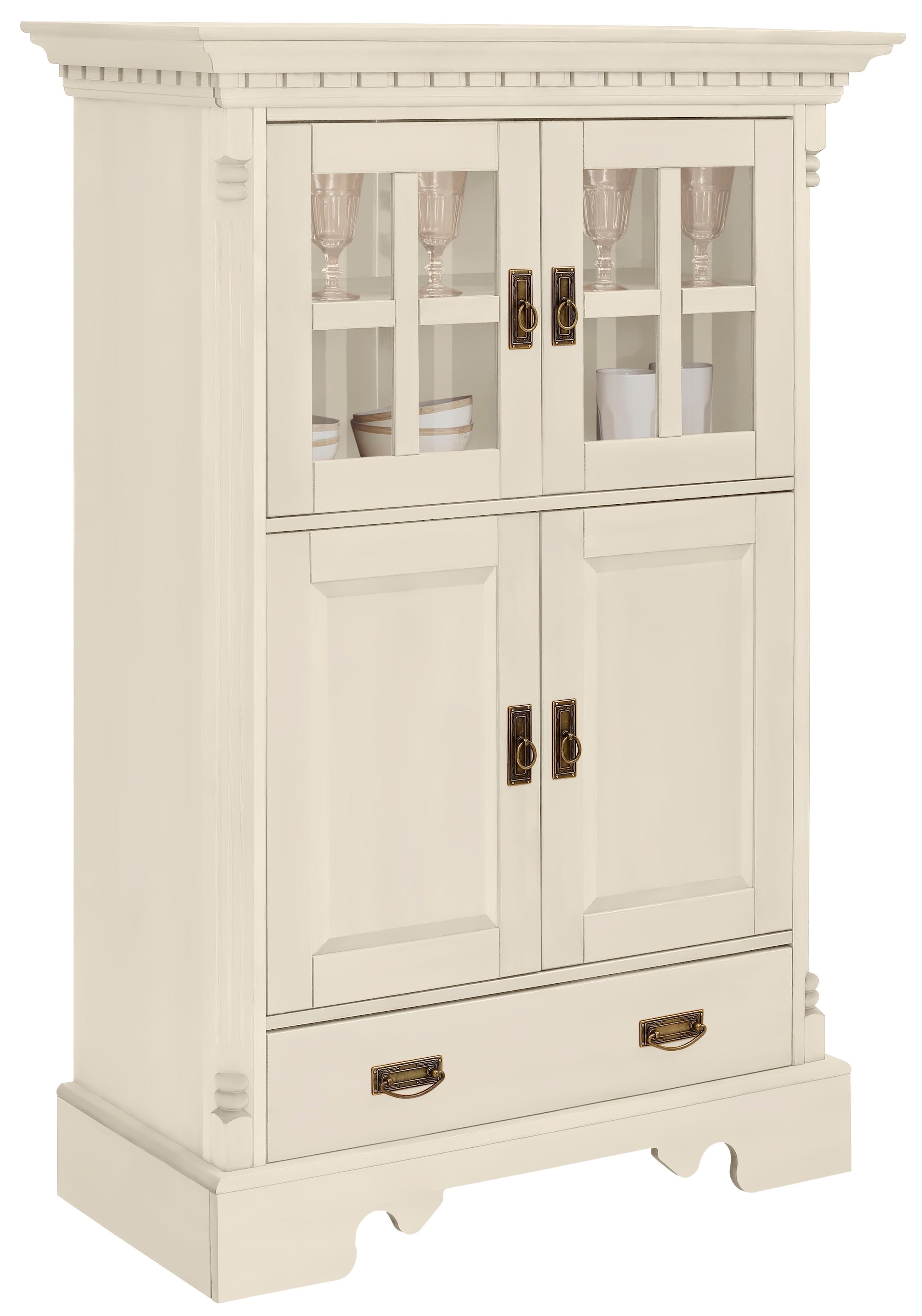 Home affaire Highboard "Milan", Vitrine, Breite 102 cm, Massivholz, FSC-zer günstig online kaufen