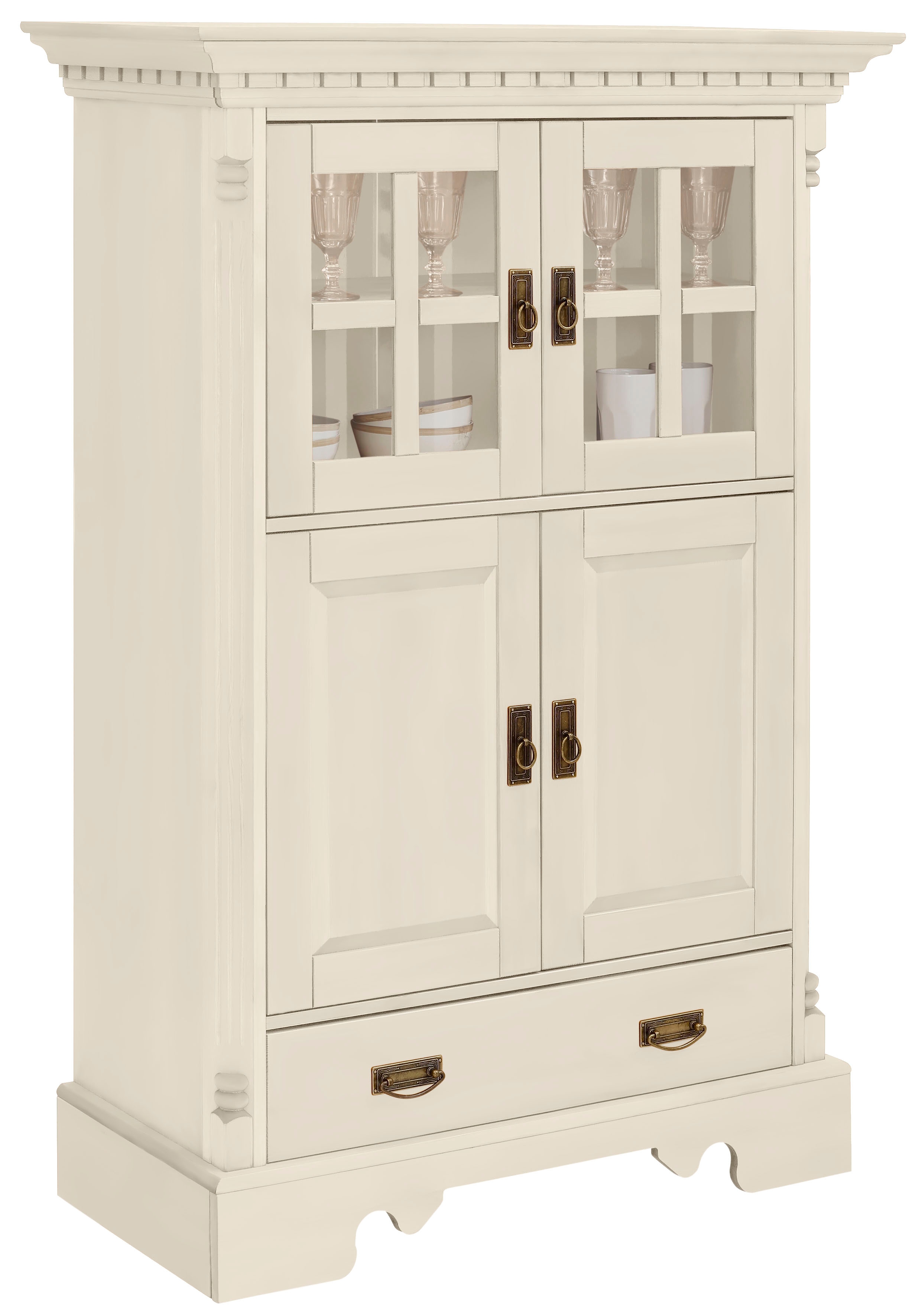 OTTO home Highboard "Milan" Vitrine, Breite 102 cm, Massivholz, FSC-zertifiziert