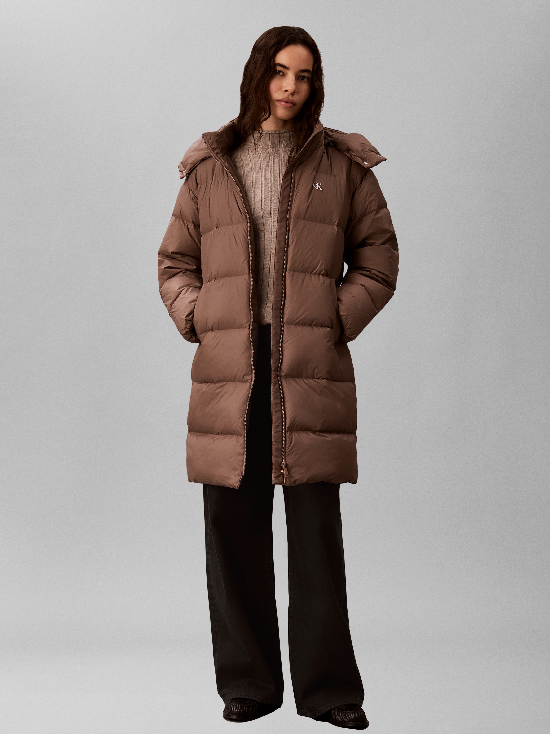 Calvin Klein Jeans Steppmantel »ESSENTIAL LONG DOWN PUFFER« Regular fit mit Kapuze