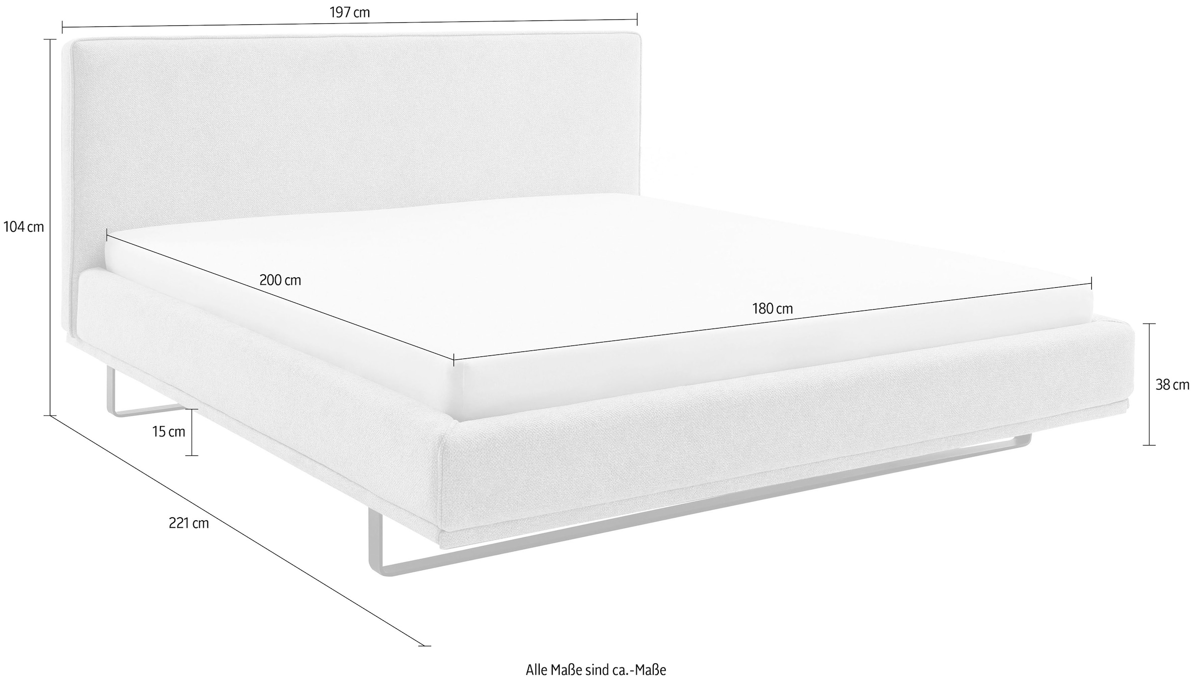 SCHÖNER WOHNEN-Kollektion Polsterbett »COMO in der Breite 180cm« mit schwarzen Metallkufen, erhältlich in verschiedenen Farben