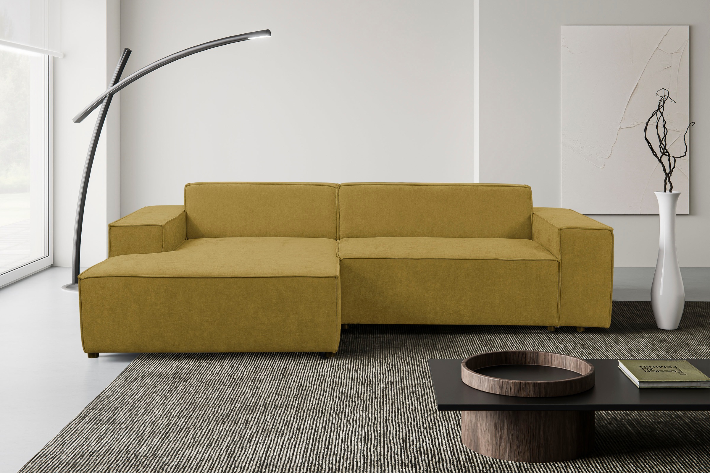 WERK2 Ecksofa "Trento 268 x 163 cm modern und bequem" Chenille, L-Form, extra weiche und tiefe Sitzfläche