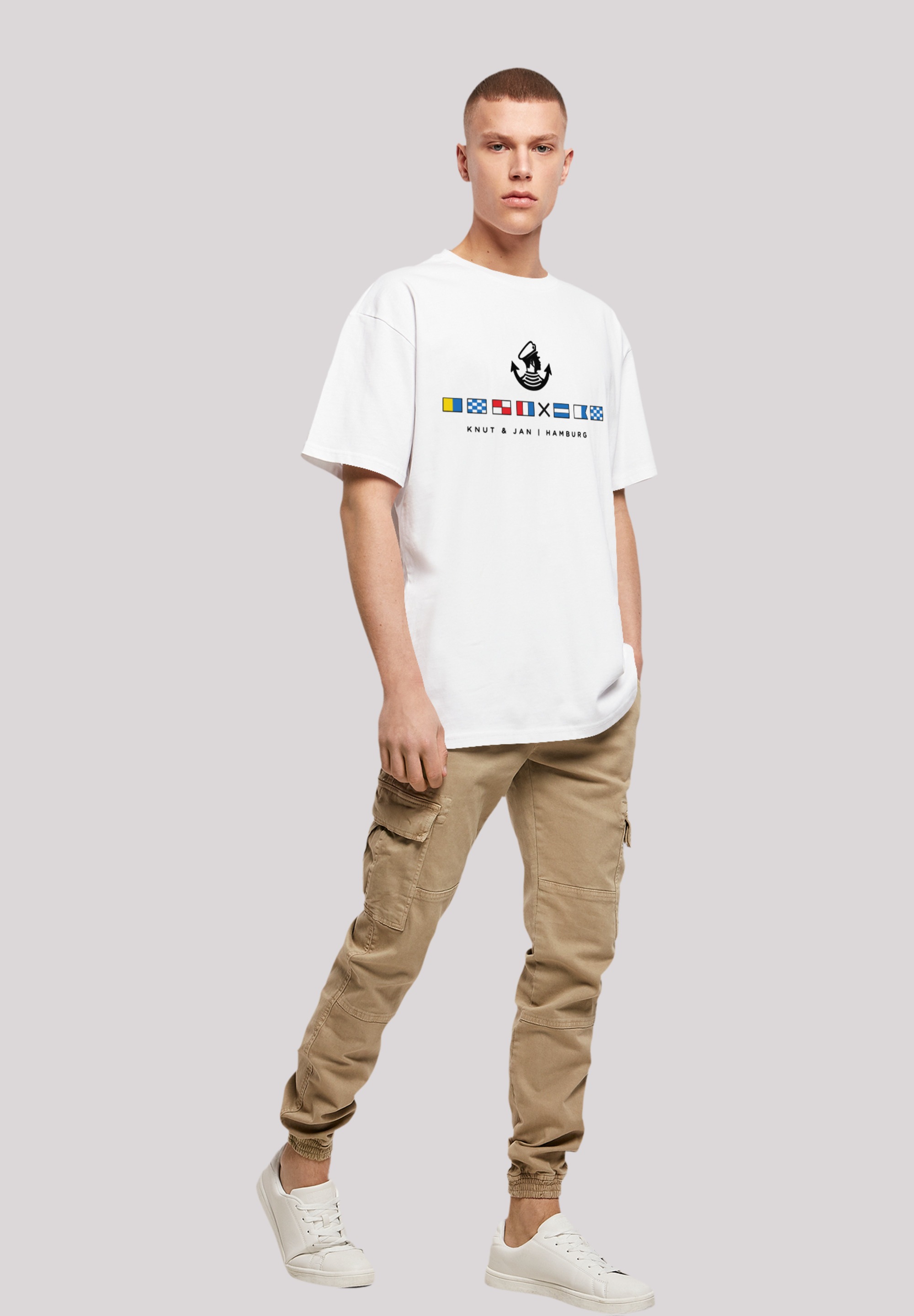 F4NT4STIC T-Shirt »Oversized T-Shirt Seglerfahnen Knut & Jan Hamburg«, Print