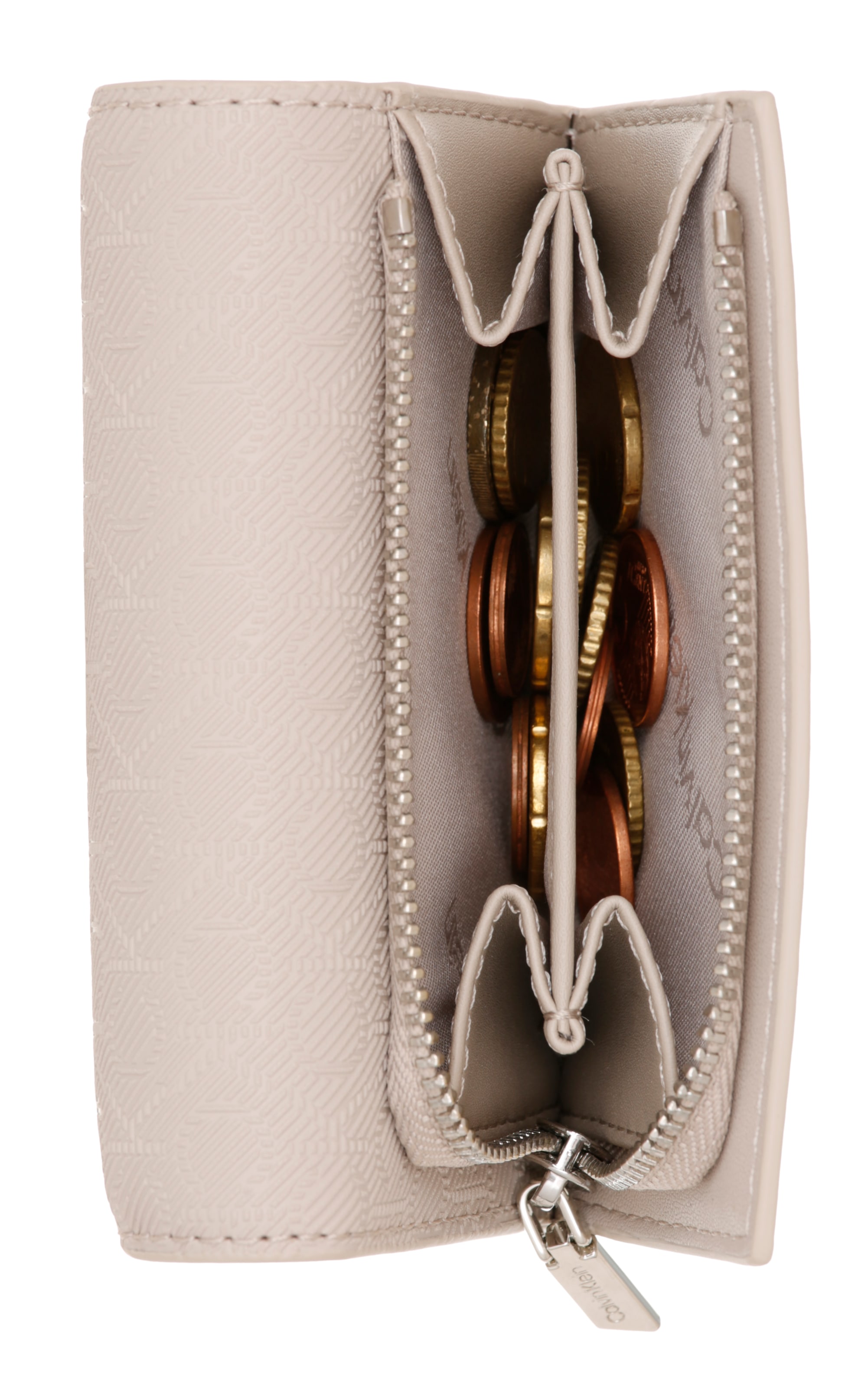 Calvin Klein Geldbörse »CK MUST AOP SMALL TRIFOLD W ZIP«, Damen Portemonnaie, Geldbeutel mit Metall-Logo