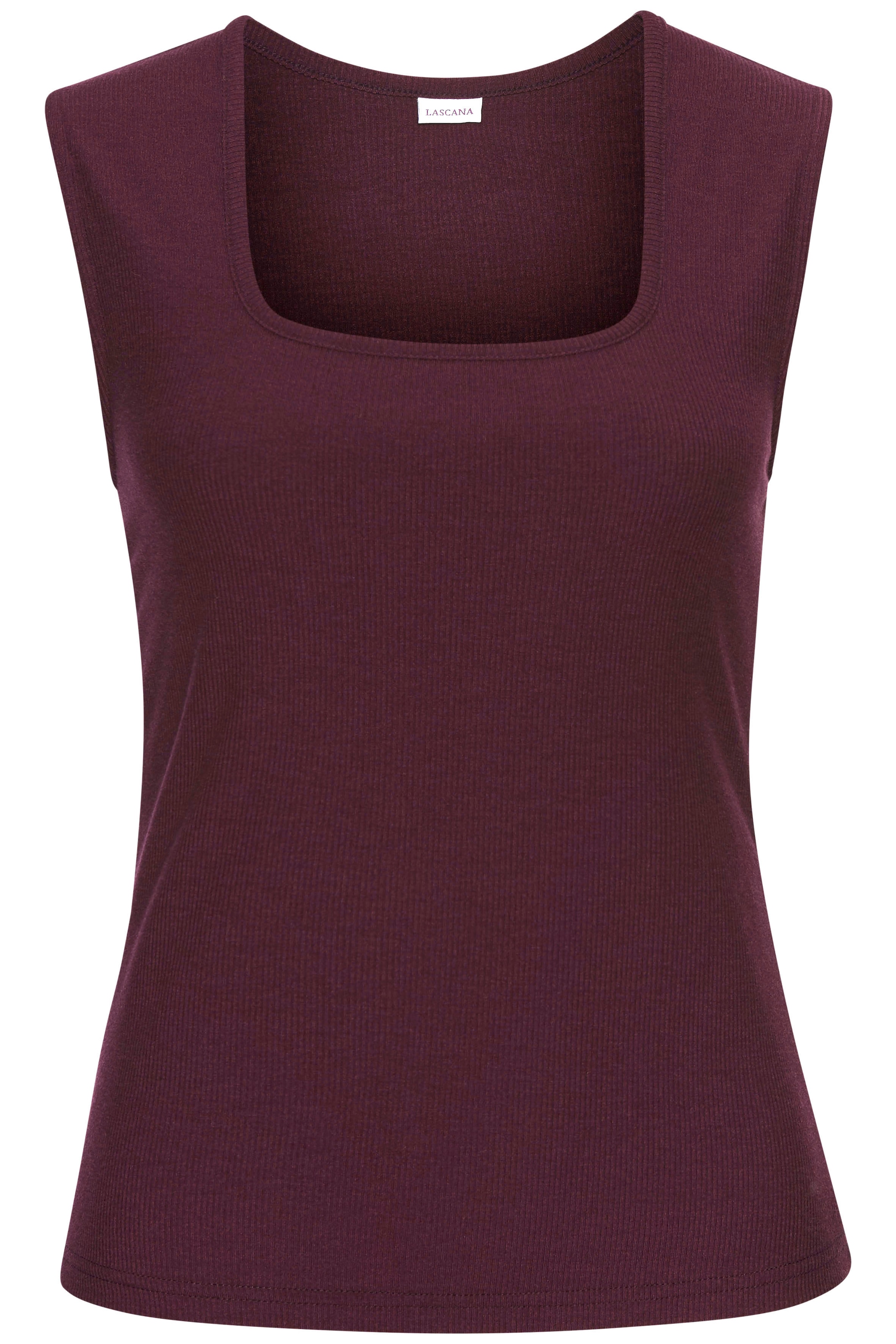 LASCANA Ripptanktop, mit Karree-Ausschnitt, elastisches Damentop, Basic, elegant