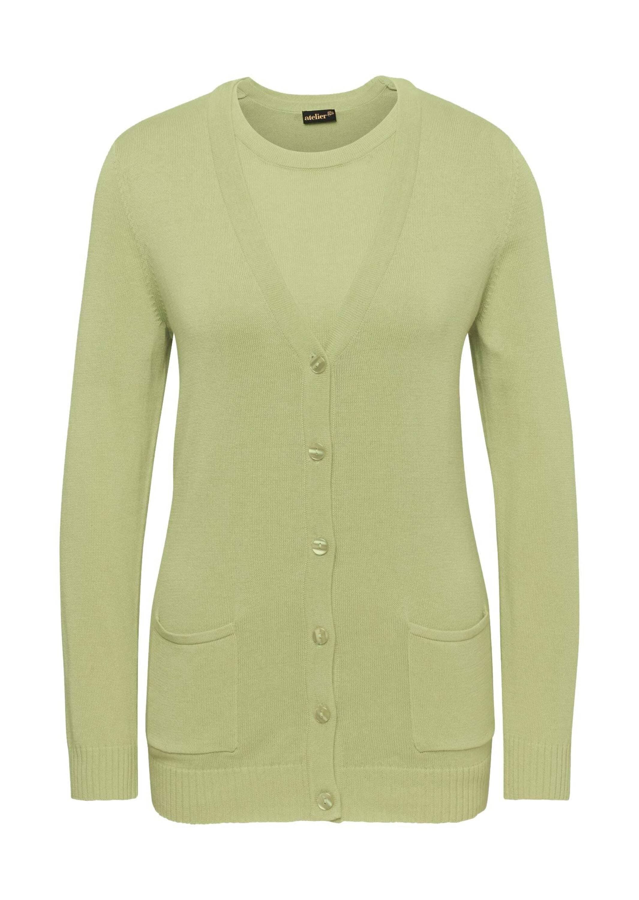 GOLDNER Strickpullover "Kurzgröße Strickset aus Jacke, Halbarmpullover" Pulli und Jacke im Set - auch einzeln kombinierba