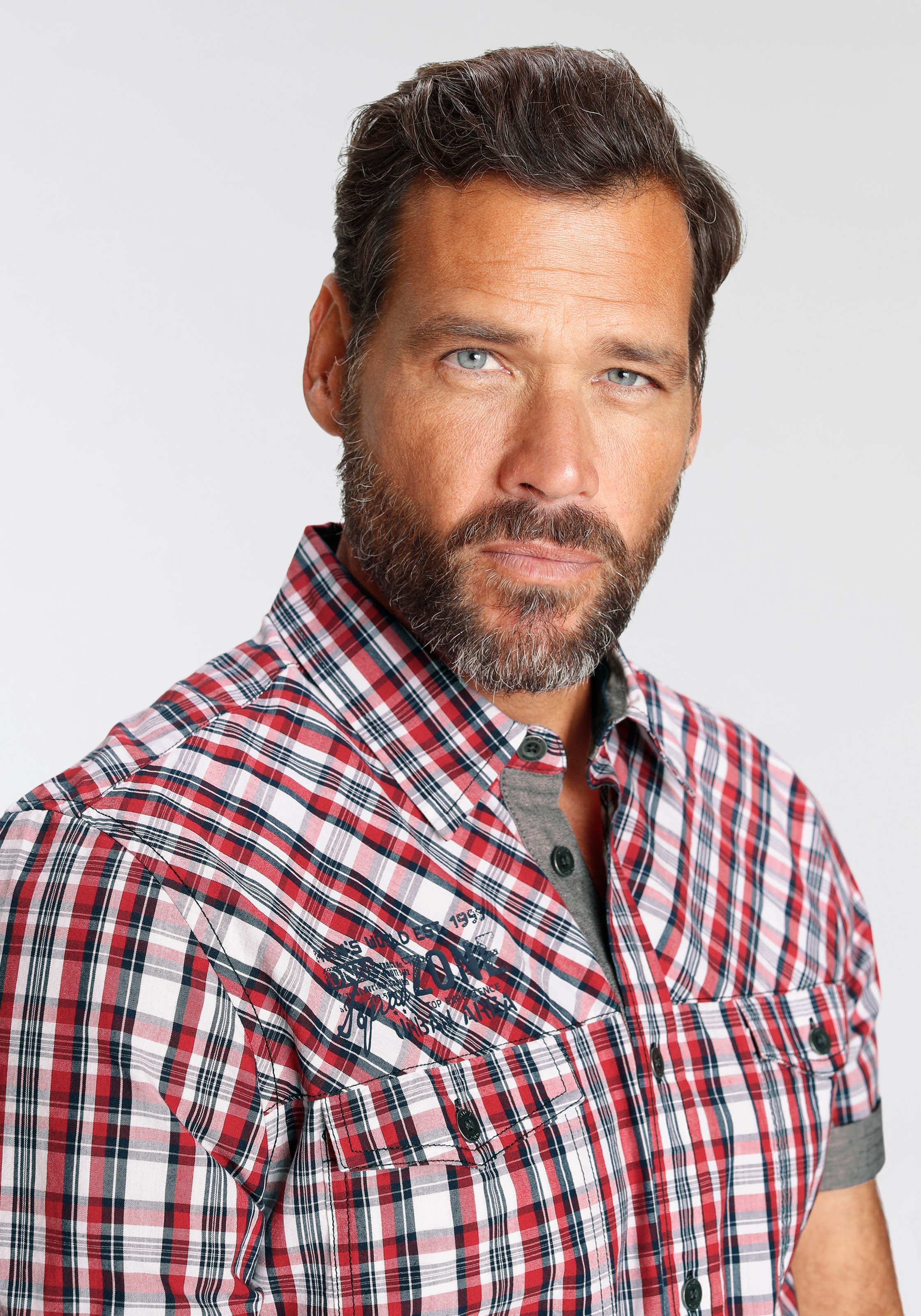 Man's World Kurzarmhemd Mit Chambray Einsätzen OR7742
