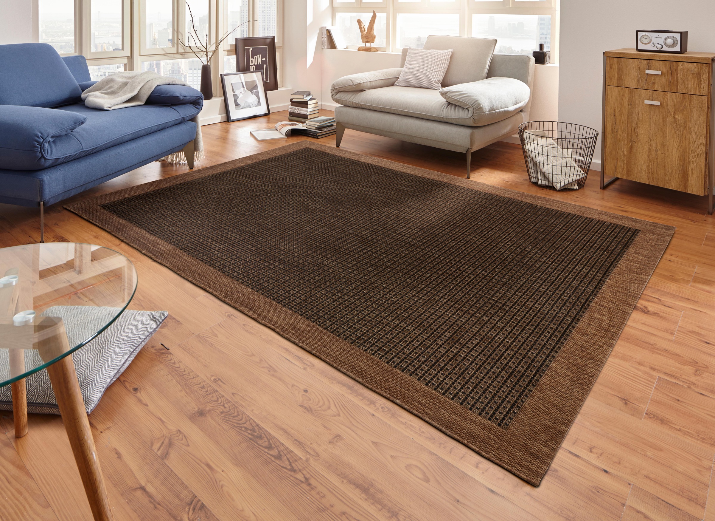 HANSE Home Teppich »Simple«, rechteckig, 8 mm Höhe, Flachgewebe Indoor, Sisal Optik, Bordüren Design, Robust, Pflegeleicht