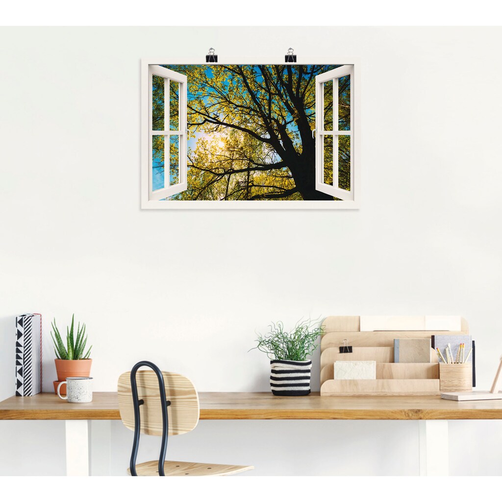 Artland Wandbild »Fensterblick Frühlingssonne Baumkrone«, Bäume, (1 St.)