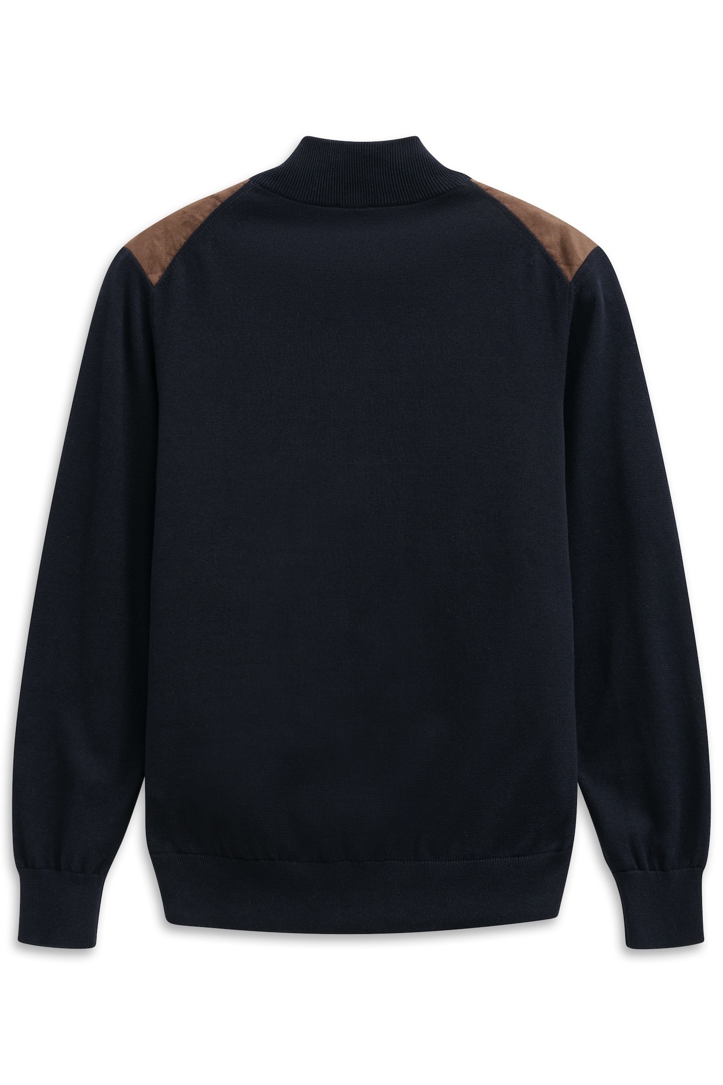 bugatti Strickjacke »Regular Fit«, mit Velour-Front & Stehkragen