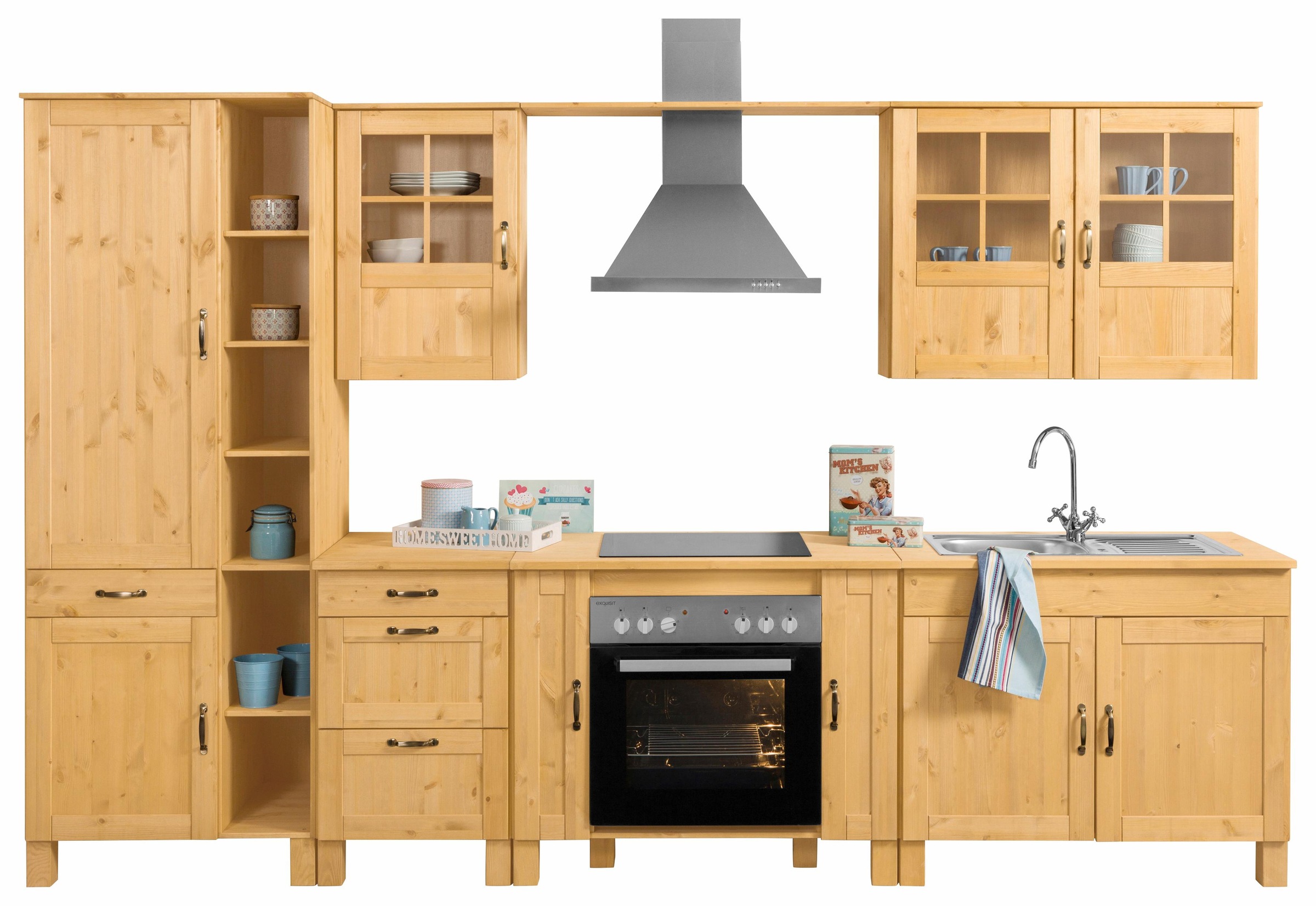 Home affaire Küchenzeile "Alby", Breite 325 cm, aus Kiefer massiv, ohne E-G günstig online kaufen