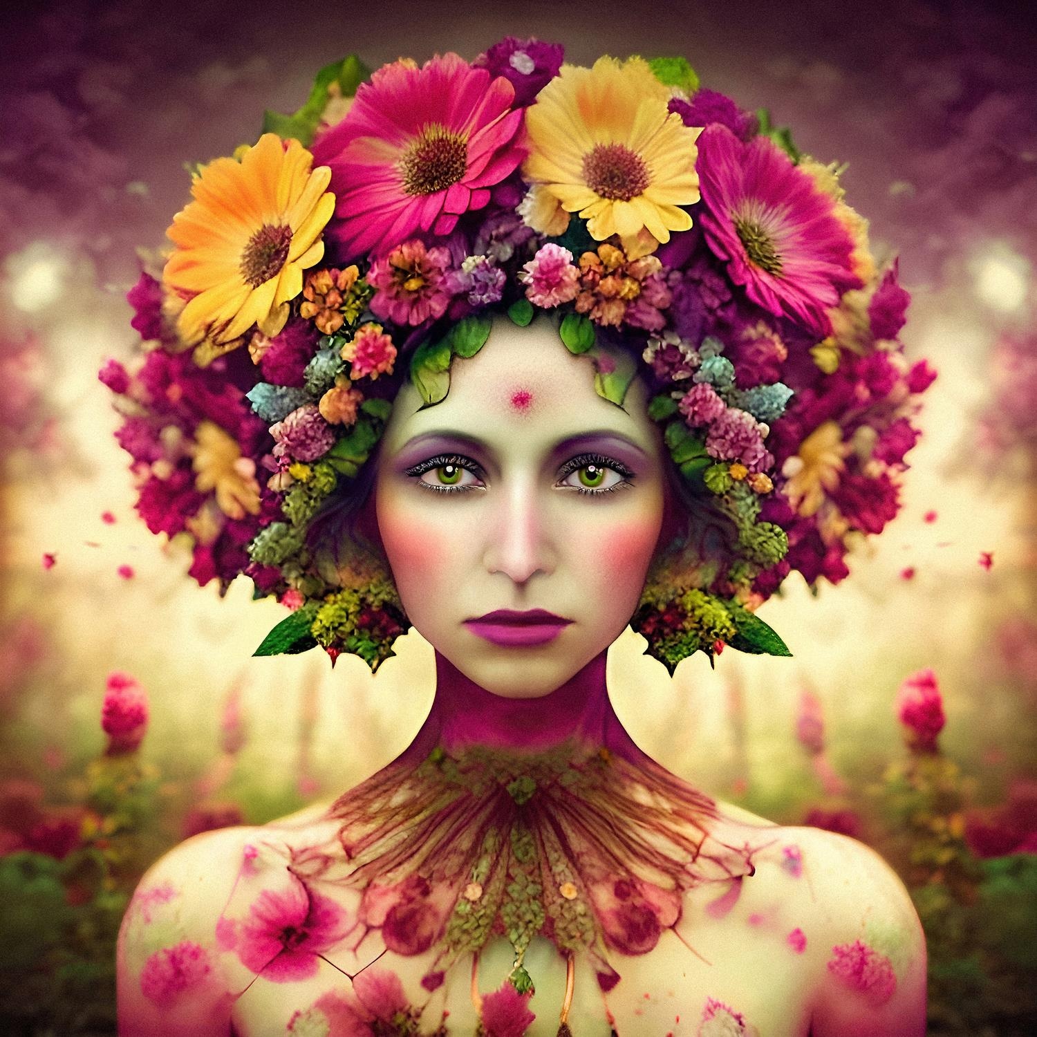 queence Acrylglasbild "Frau mit Blumenkranz - Katharina Kolenda", Fantasy-F günstig online kaufen