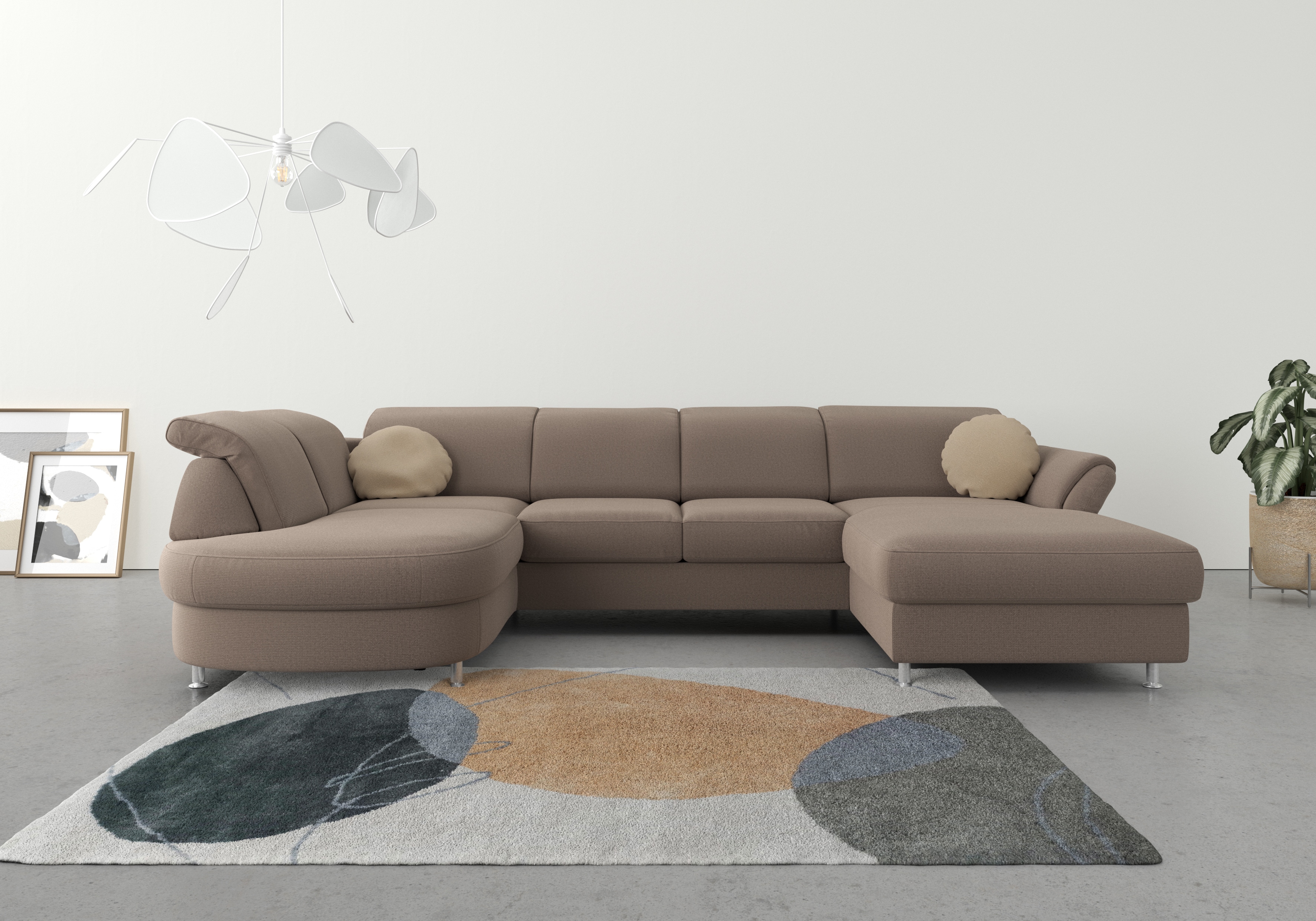 sit&more Wohnlandschaft "Apulia U-Form" wahlweise Schlaffunktion, Bettkasten und Kopf- und Armteilverstellung
