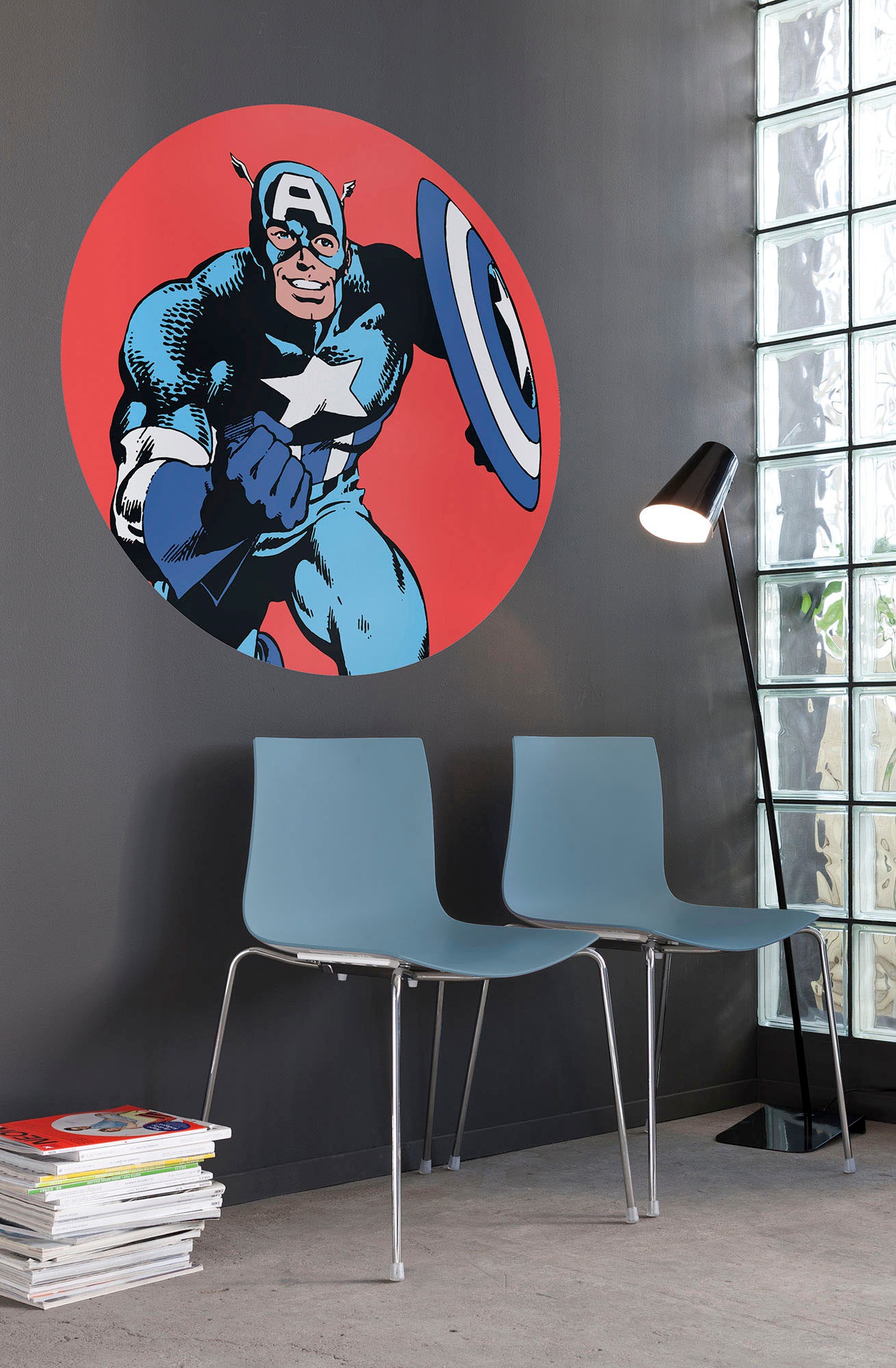 Komar Wandtattoo "selbstklebendes Vlies, Marvel PowerUp Captain America, Gr günstig online kaufen