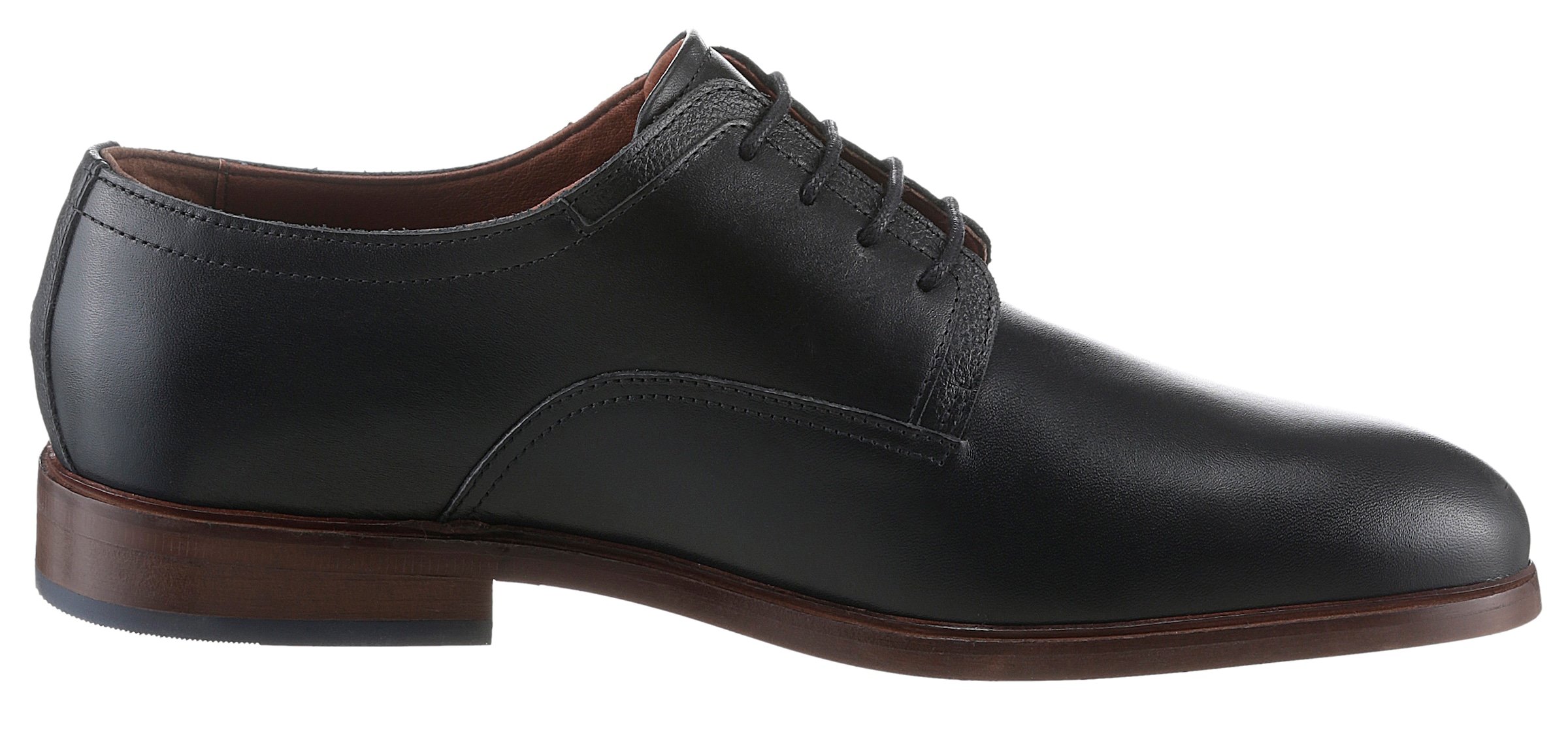 Tommy Hilfiger Schnürschuh »HILFIGER THUNIT LEATHER SHOE«, Blockabsatz, Businessschuh, Festtagsschuh in schmaler Form