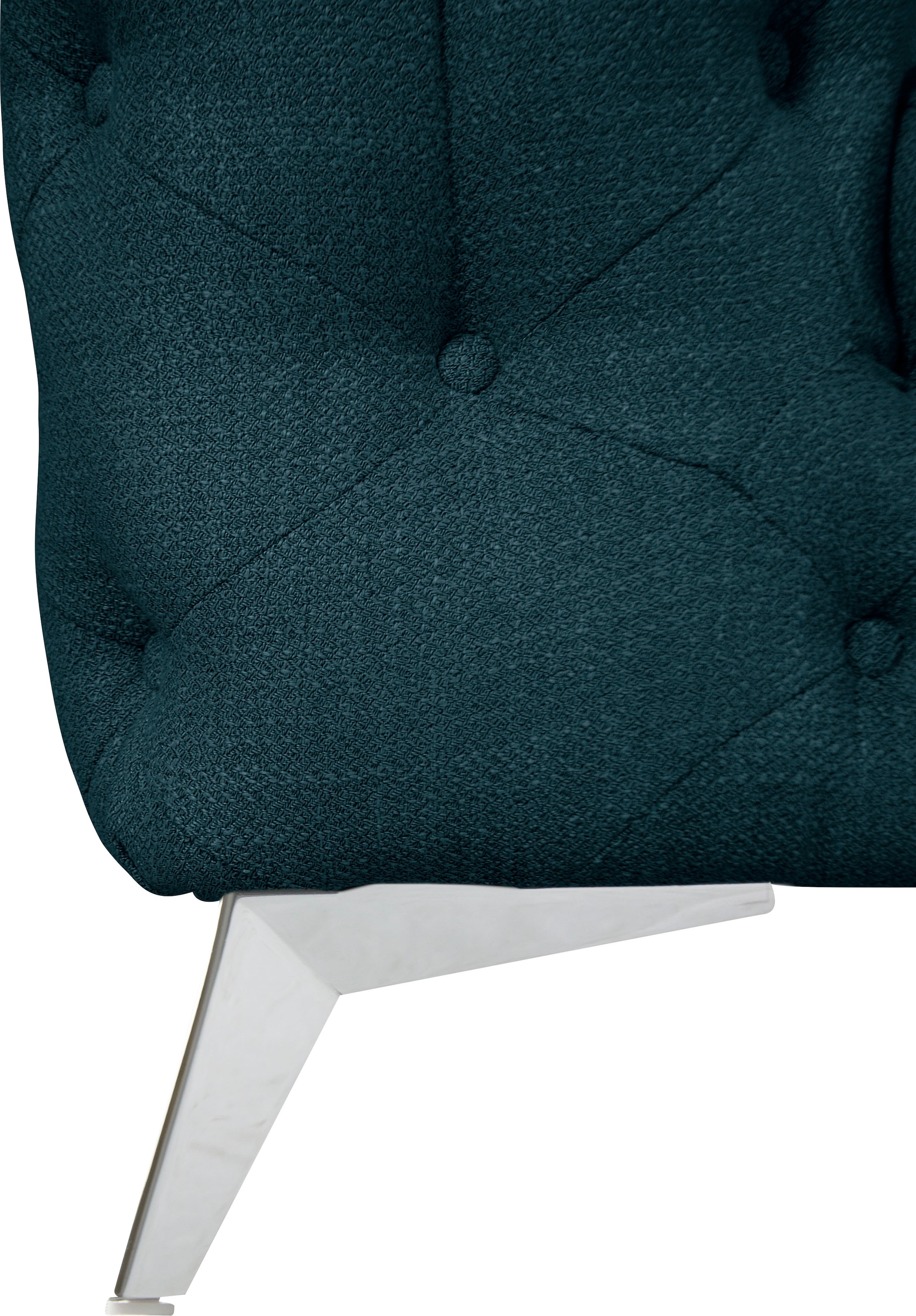 Leonique Chesterfield-Sofa »Ecksofa GLYNIS L-Form mit Wellenunterfederung, Maße B/T/H 264/204/75cm«, aufwändige Knopfheftung, moderne Chesterfield Optik, Fußfarbe wählbar