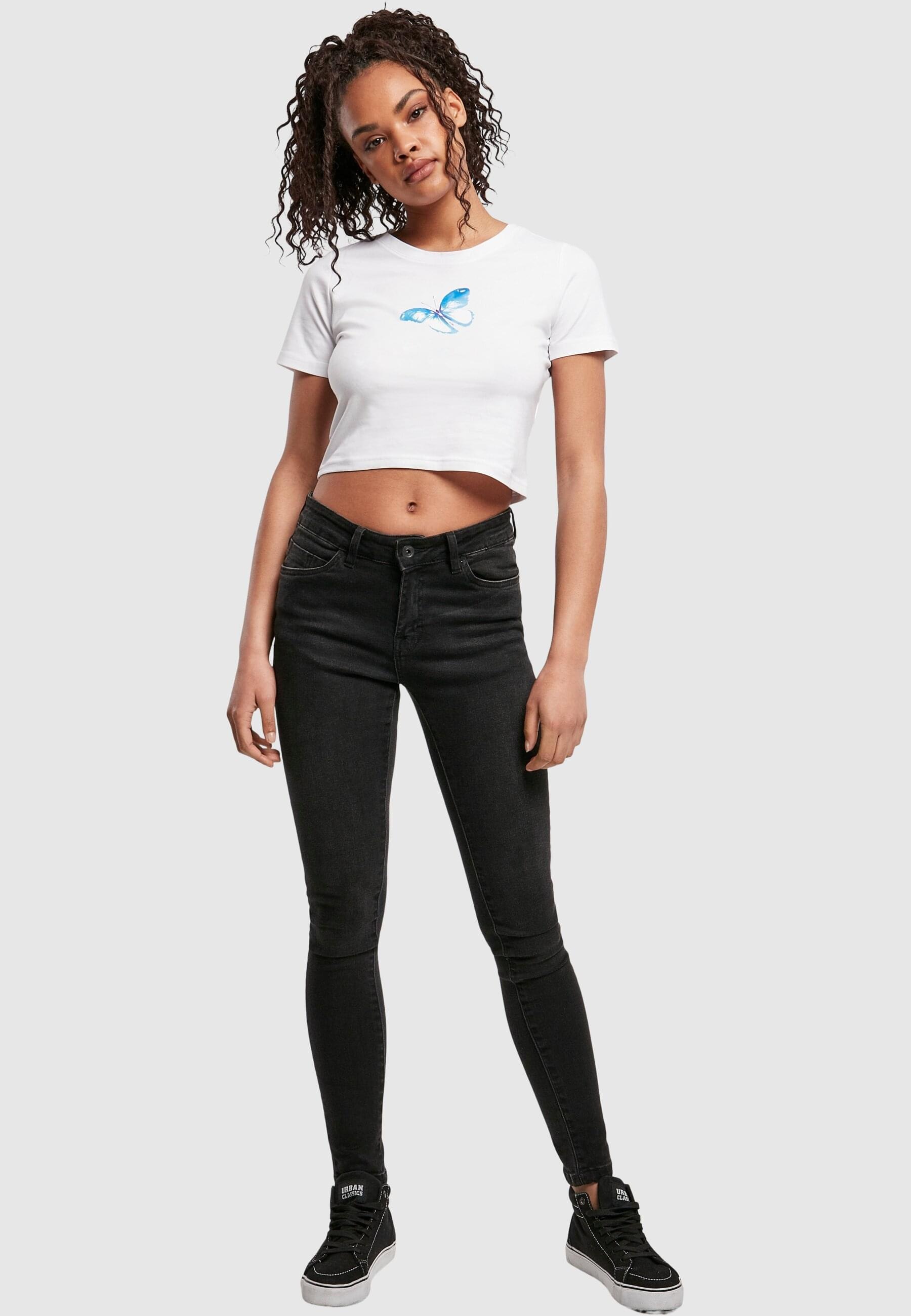 MisterTee T-Shirt »MisterTee Damen Ladies Butterfly Cropped Tee«, (1 tlg.)
