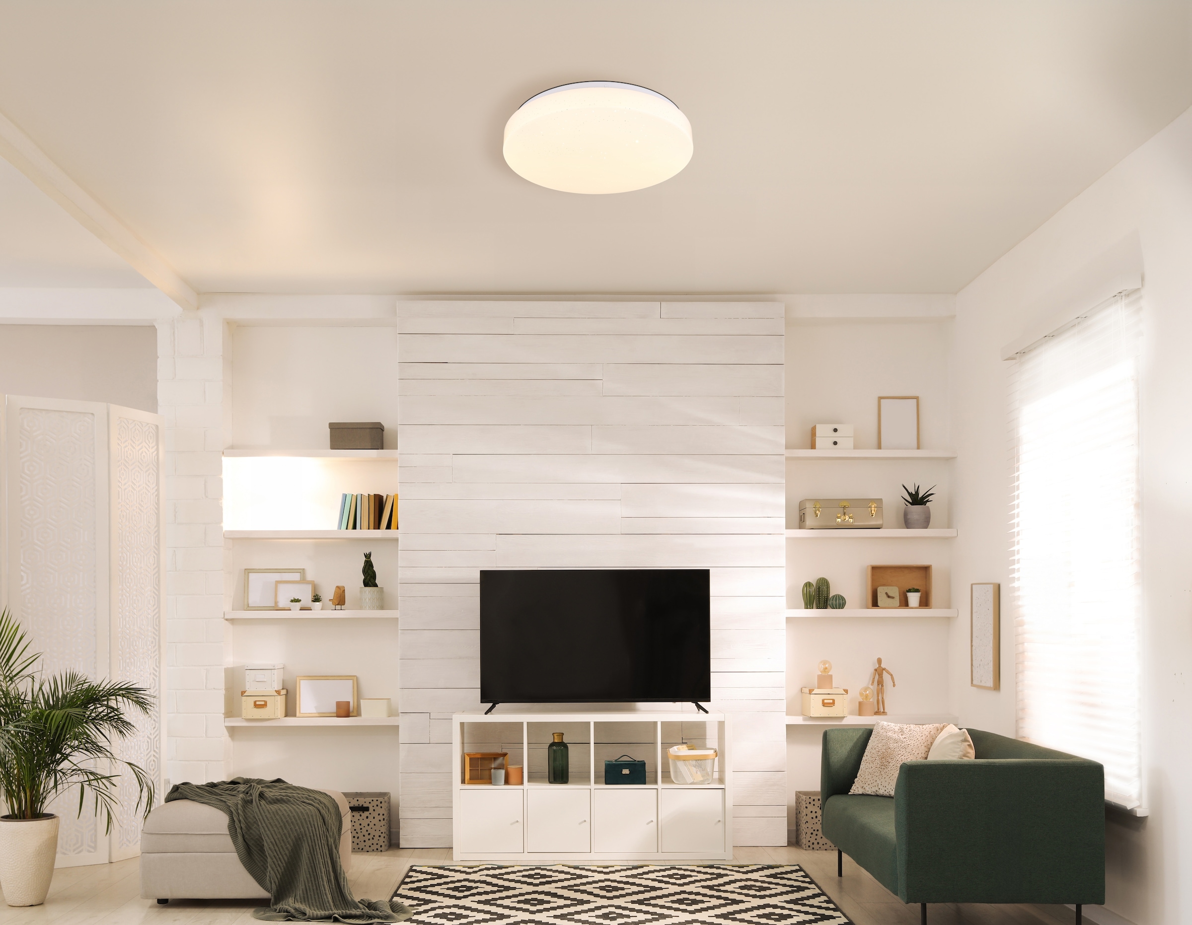 GLOBO LIGHTING LED Deckenleuchte »WARATA«, Leuchtmittel LED-Modul | LED fest integriert, Deckenlampe/rund/Wohnzimmer/Schlafzimmer/Farben: rot-grün-blau