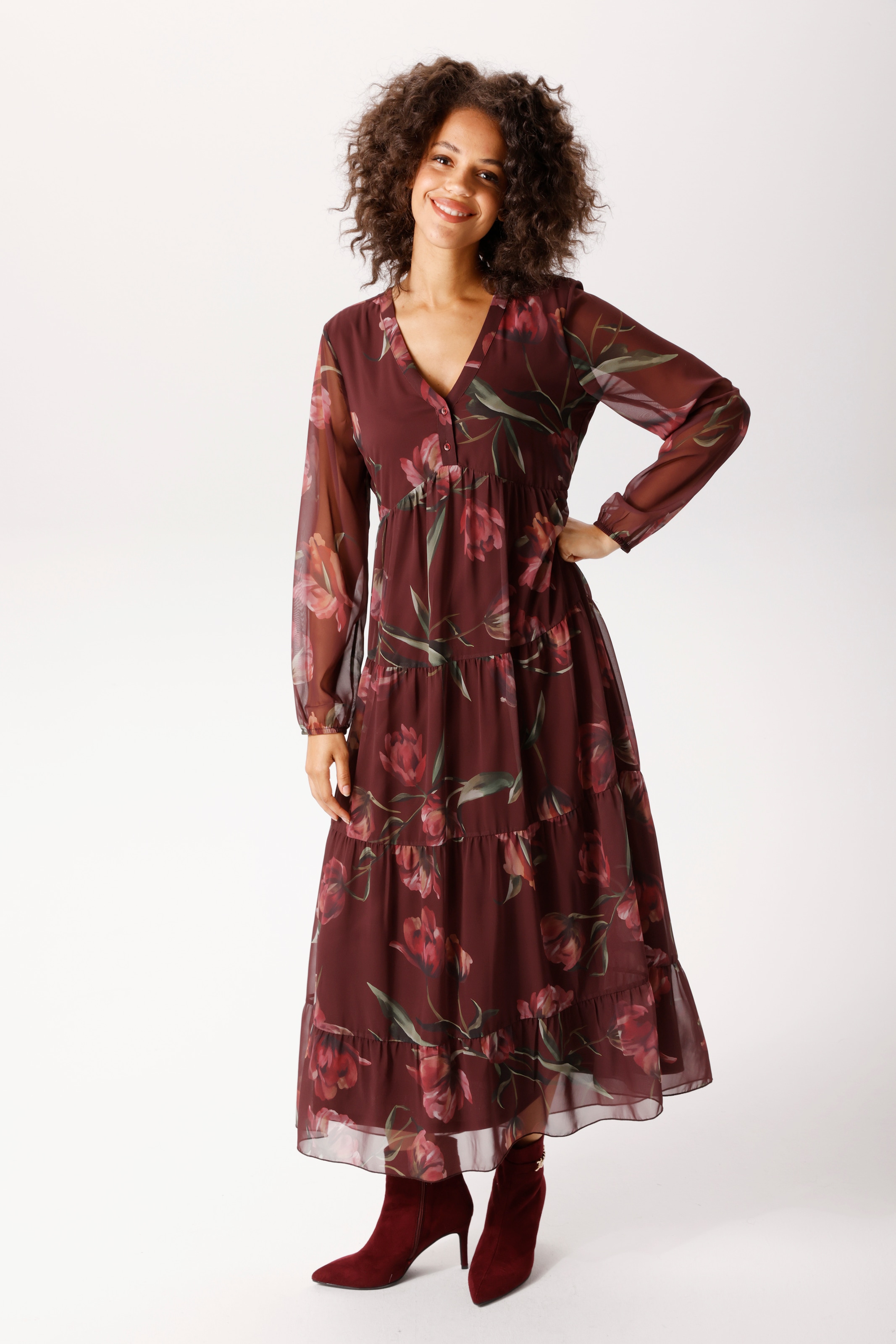 Aniston CASUAL Maxikleid mit großflächigen, farbharmonischen Blumendruck - NEUE KOLLEKTON