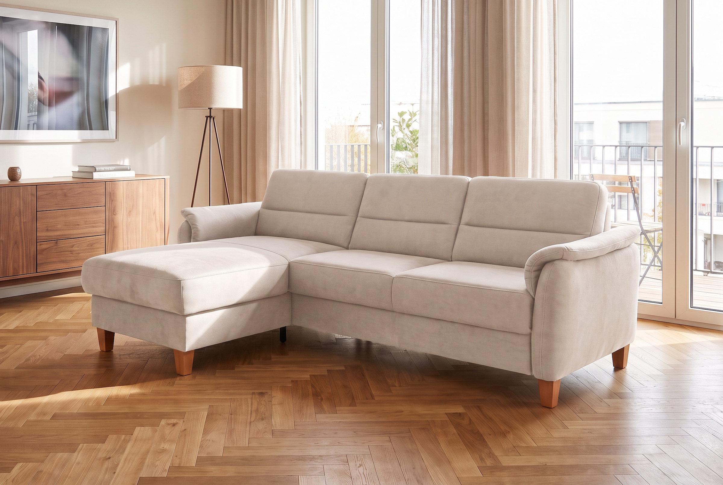 Home affaire Ecksofa »Palmera L-Form, B: 244 cm - OTTO. Verlässliche Qualität.« optional Schlaffunktion & Bettkasten, Federkern