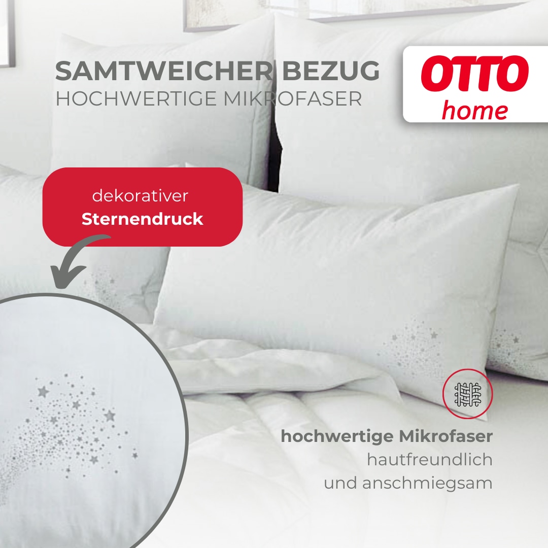OTTO home Microfaserkissen »Baca, Kopfkissen 40x80 cm und 80x80 cm« Füllung: 6D-Hohlfaser Bezug: Polyester 1 Stk. tlg. Kissen, mit edlem Sternenaufdruck