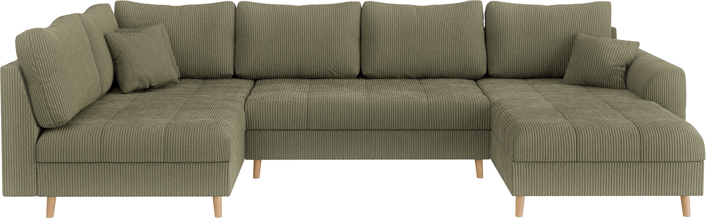 Home affaire Wohnlandschaft »CHARRE U-Form mit Ottomane, Maße B/T/H: 310/161/81 cm«, feine Steppung, lose Rücken- und Zierkissen, auch in Cord und Bouclé