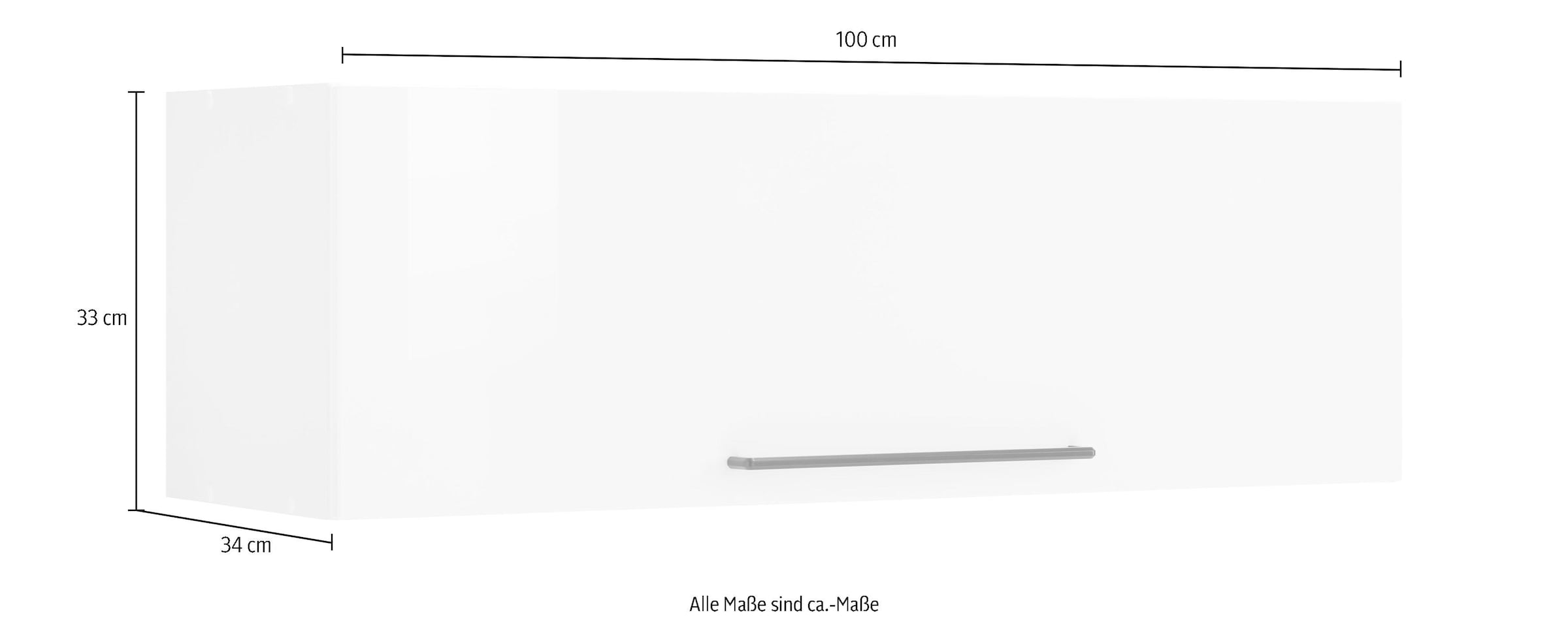 KOCHSTATION Klapphängeschrank »KS-Tulsa«, 100 cm breit, mit 1 Klappe, schwarzer Metallgriff, MDF Front