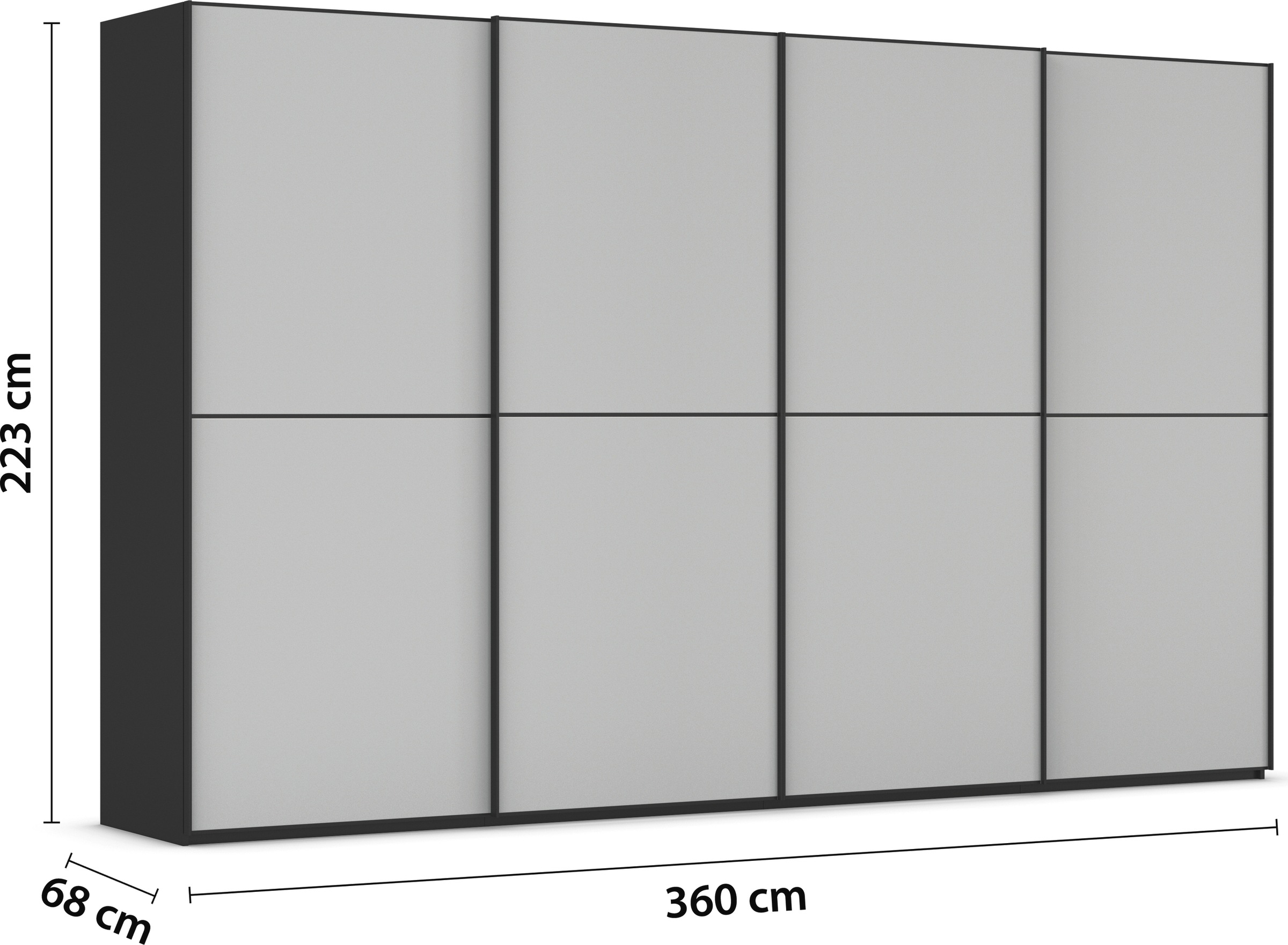 rauch Schwebetürenschrank »Kleiderschrank Schrank Garderobe Schlafzimmerschrank SCALE-DUO«, edle zweigeteilte Türen Glas-Front mit 3 Zierleisten MADE IN GERMANY