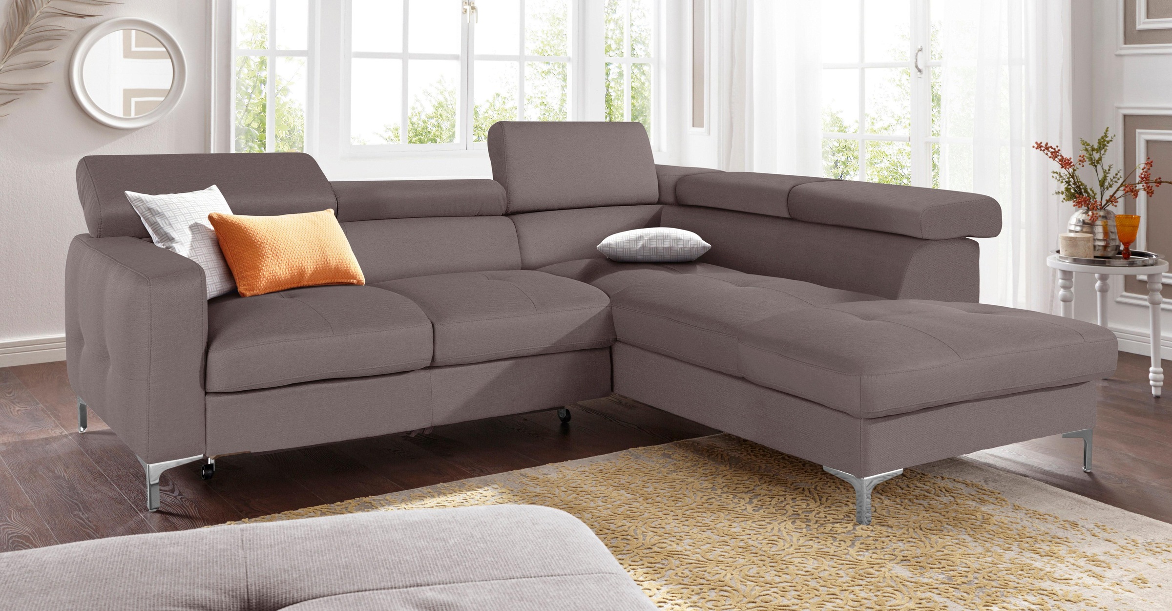 COTTA Ecksofa »Sammy L-Form«, mit Kopfteilverstellung, wahlweise mit Bettfunktion & Bettkasten