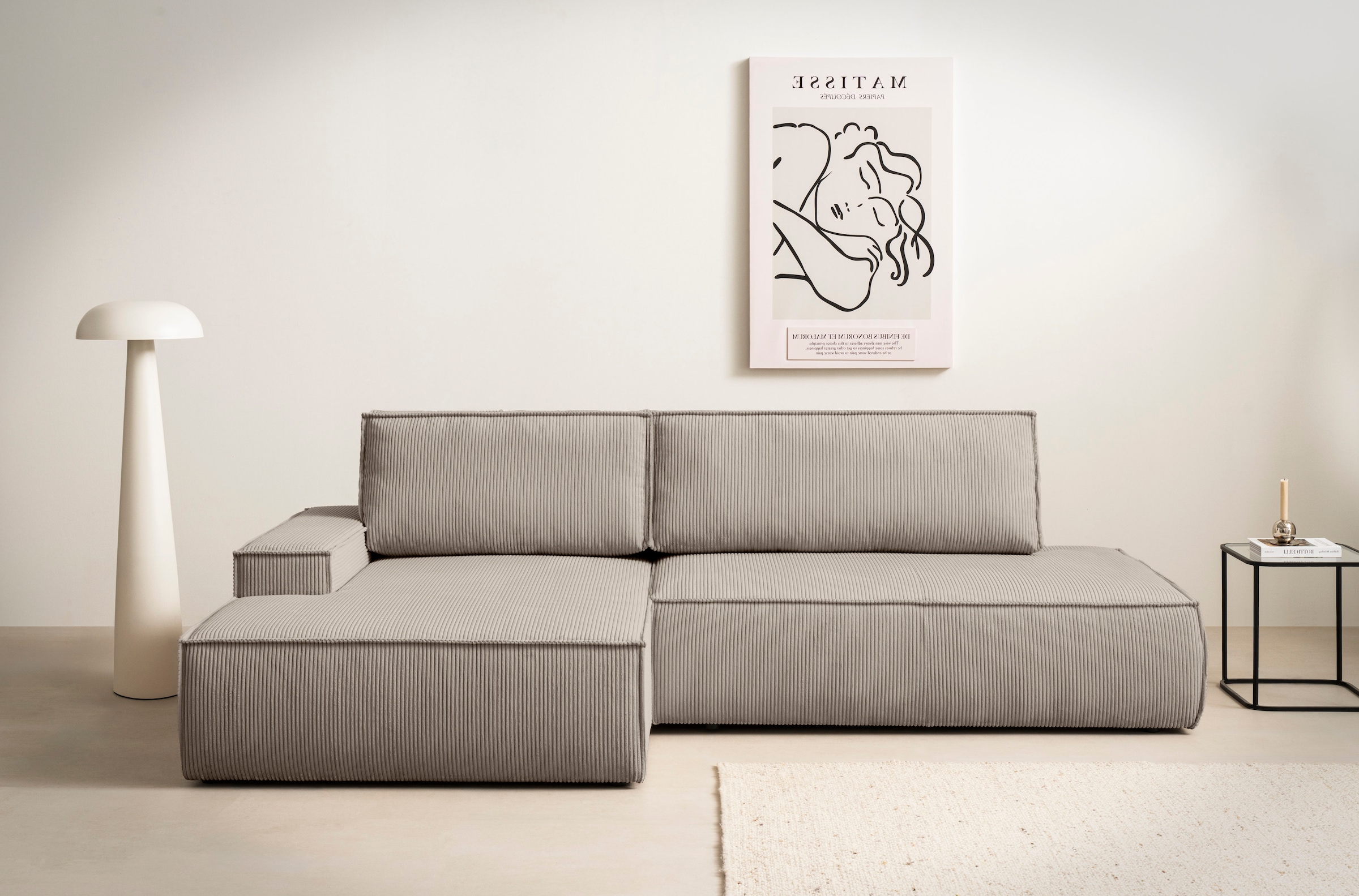 Home affaire Ecksofa "SHERWOOD, Schlafsofa in L-Form offen (275cm), Cord, L günstig online kaufen