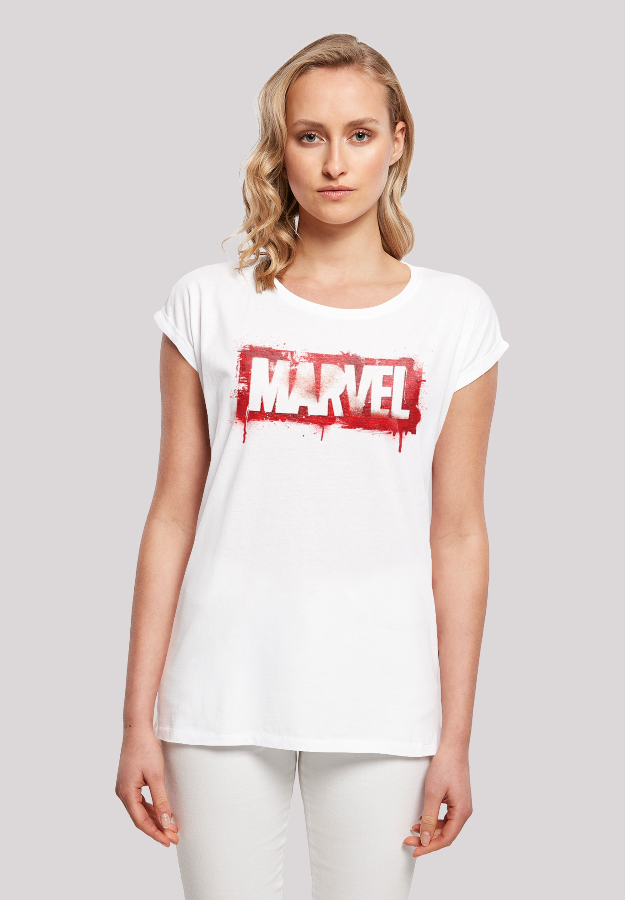 | (1 bestellen Extended Marvel Logo »Damen Ladies Shoulder Spray F4NT4STIC Tee«, Kurzarmshirt with BAUR tlg.)