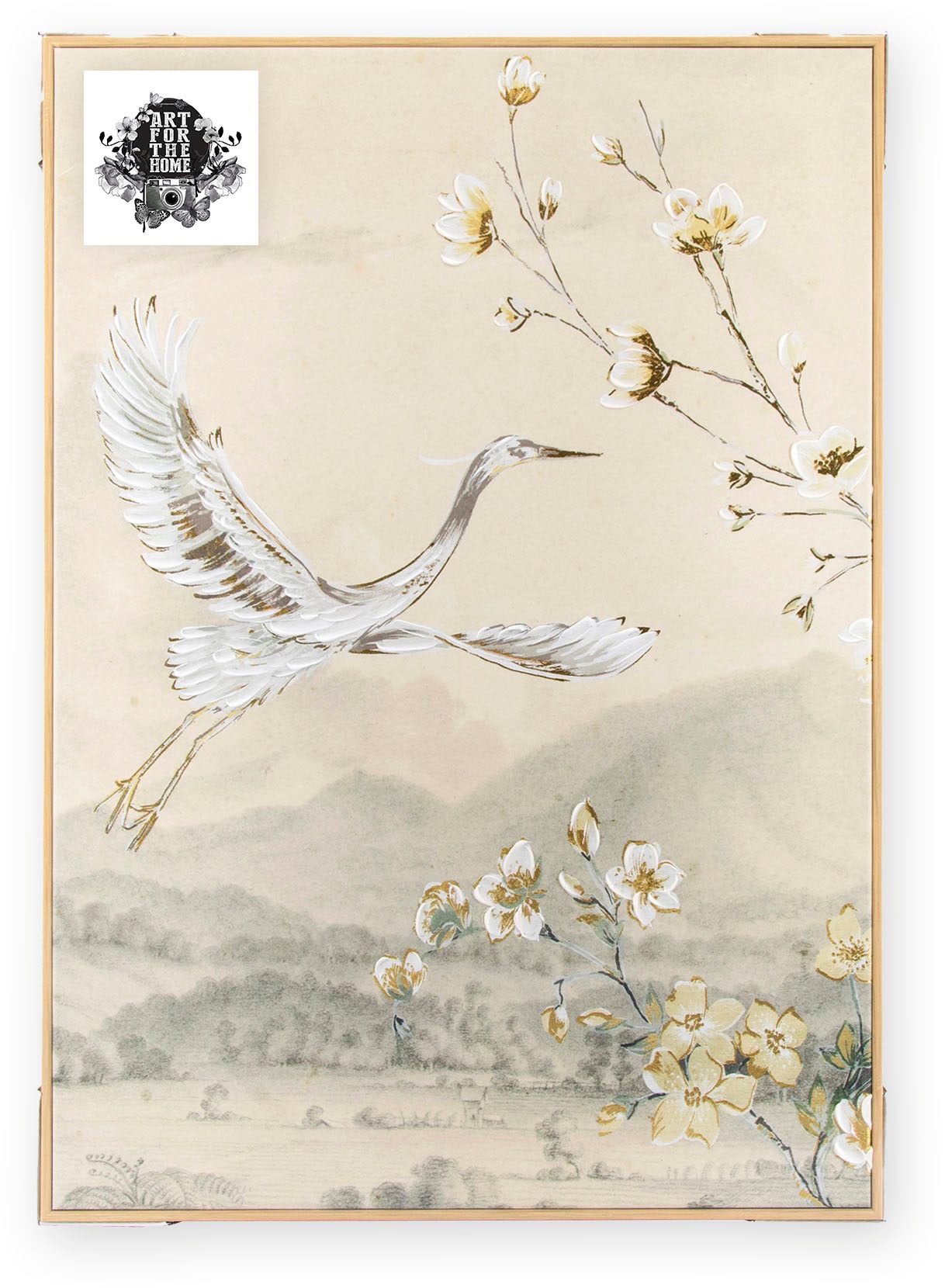 Art for the home Leinwandbild »Kran« 1 Stk. tlg. Handgemalt Wandbild Gold Metallic 50x70cm