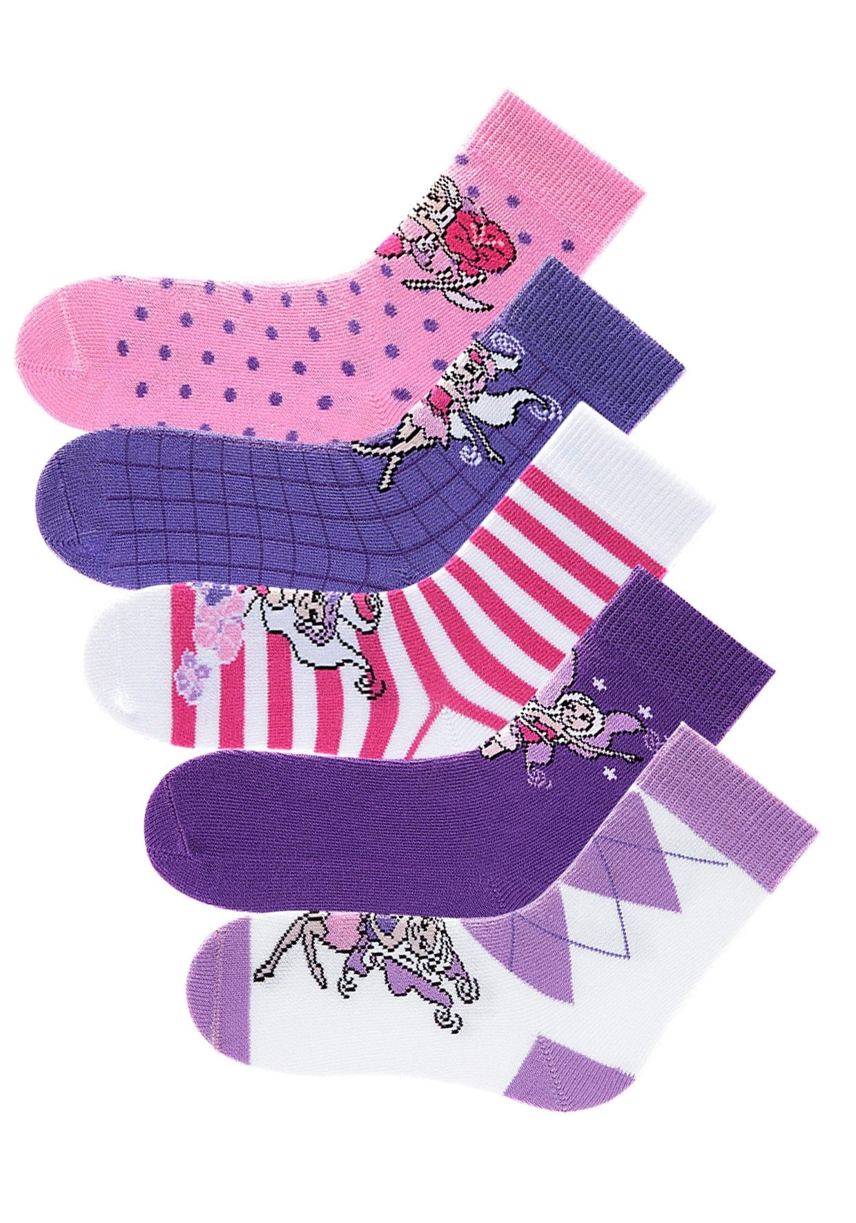 Socken, (Packung, 5 Paar), in 5 farbenfrohen Designs