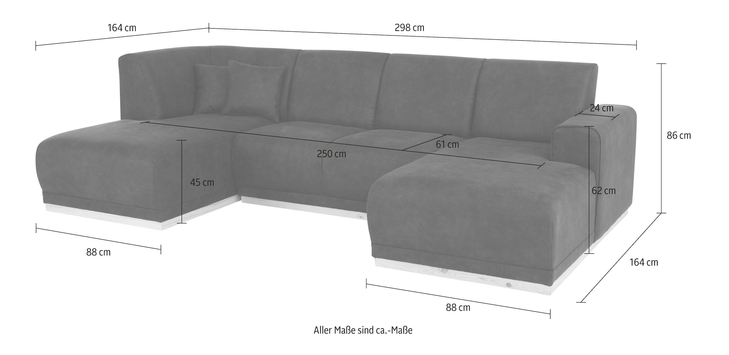 Home affaire Wohnlandschaft »Seeland U-Form«, mit sichtbarem Holzrahmen an der Unterseite