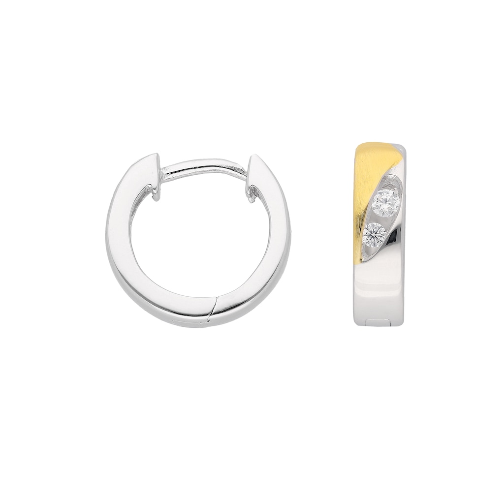 Adelia´s Paar Ohrhänger »925 Silber Ohrringe Creolen mit Zirkonia Ø 13,4 mm«