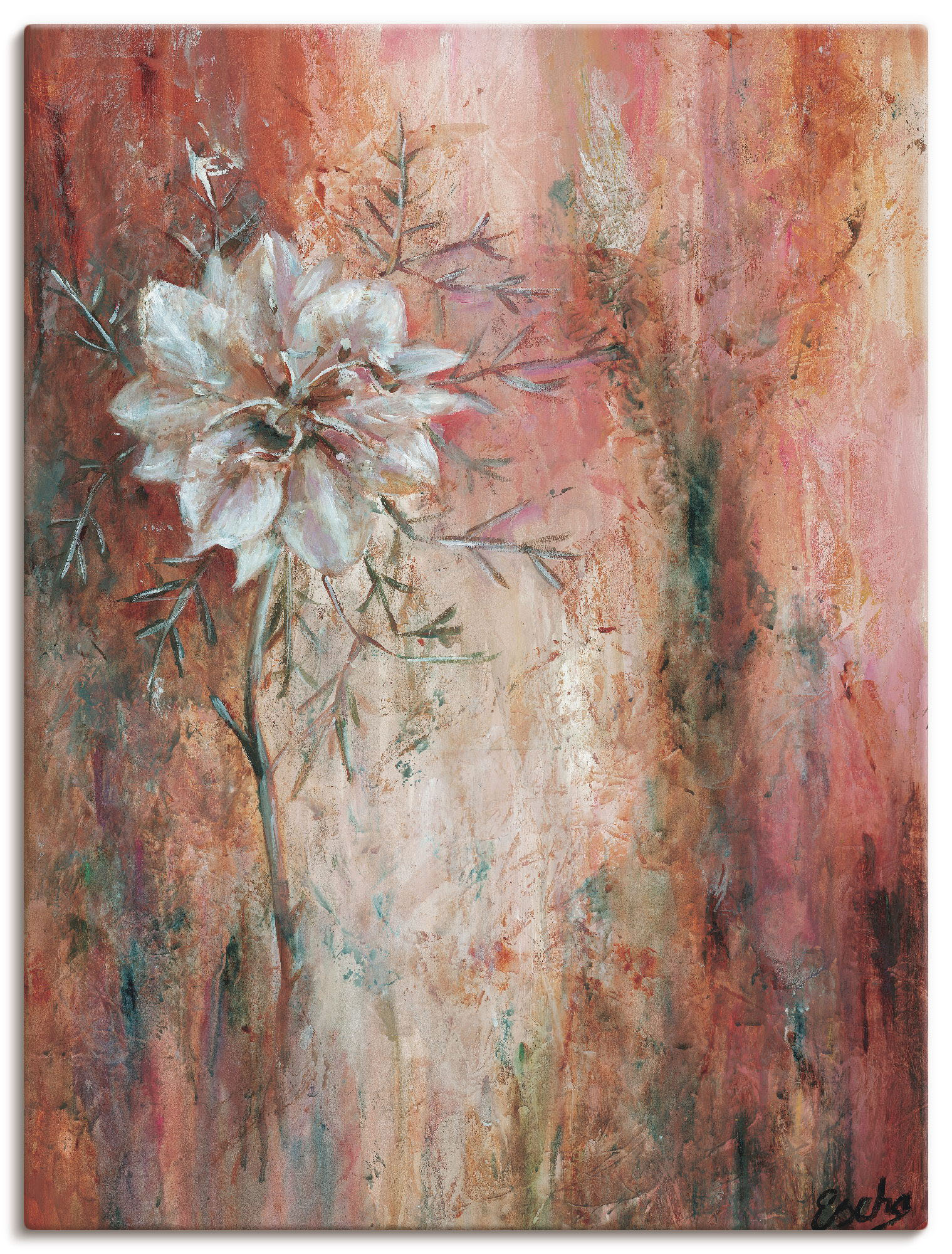 Artland Leinwandbild "Schwarzkümmel I" Blumen 1 Stk. tlg. auf Holzrahmen gespannt