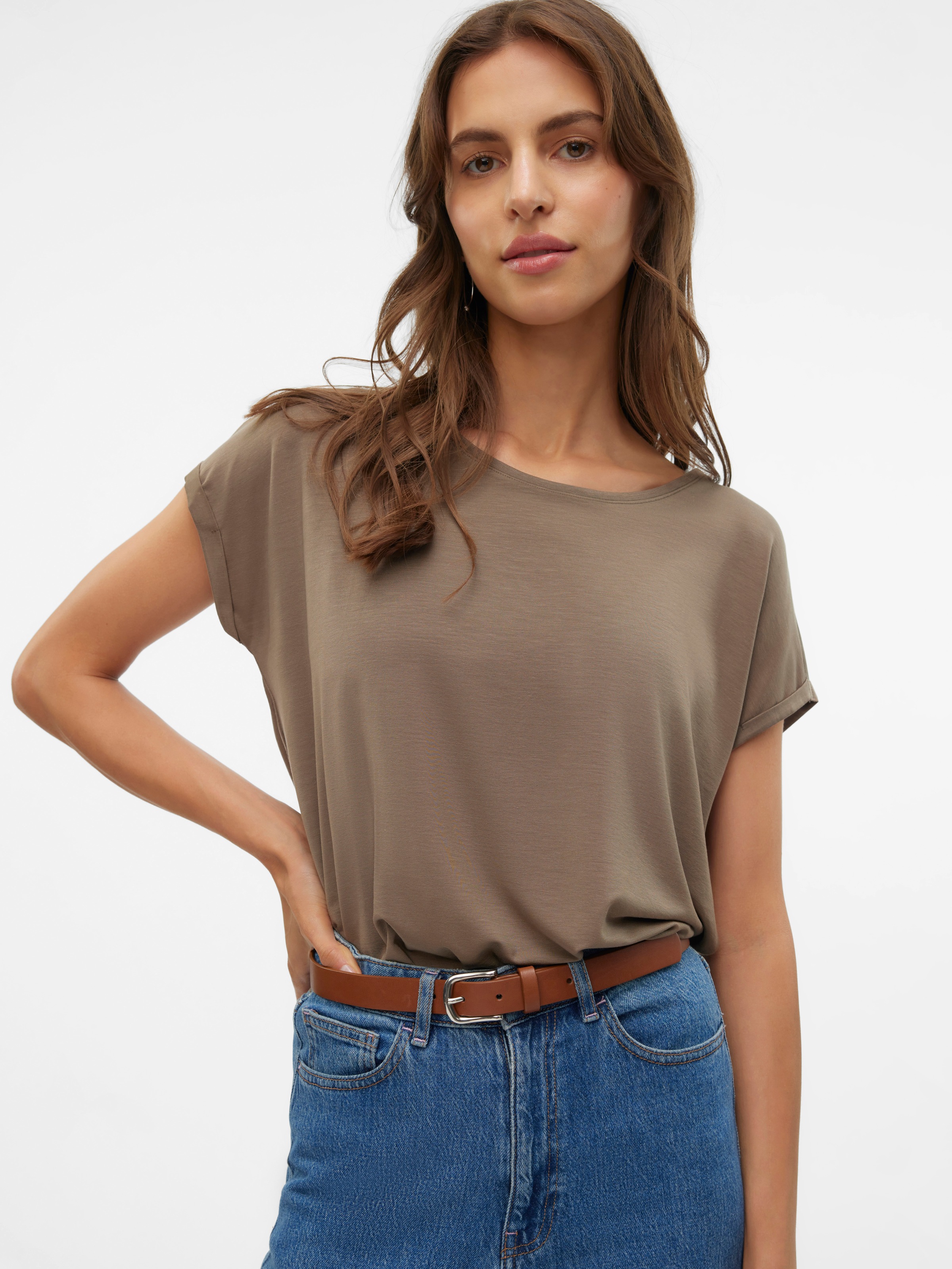 Vero Moda Rundhalsshirt "VMAVA PLAIN SS TOP GAJRS NOOS" günstig online kaufen