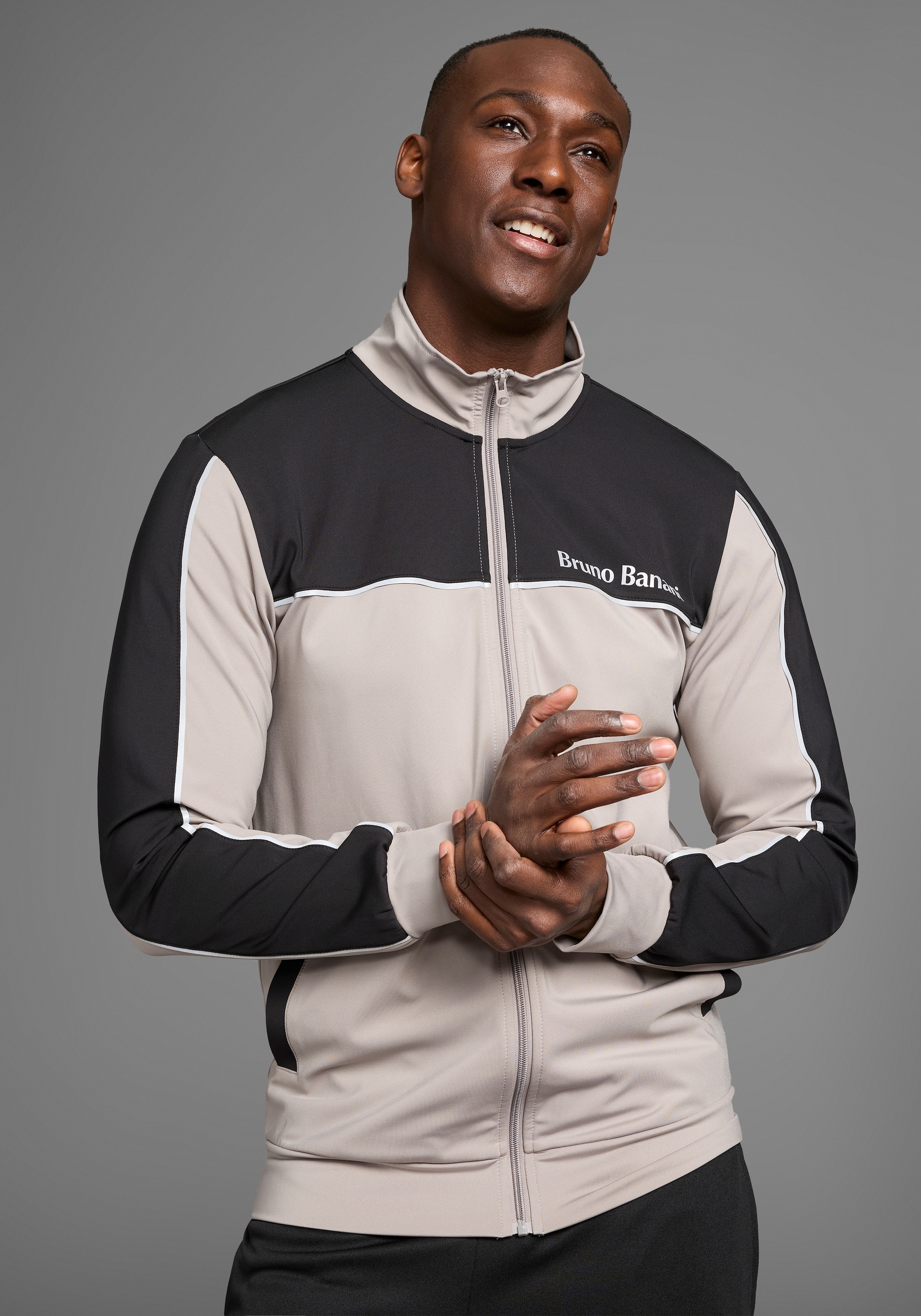 Bruno Banani Sweatjacke, Reflektorstreifen in Teilungsnähten günstig online kaufen