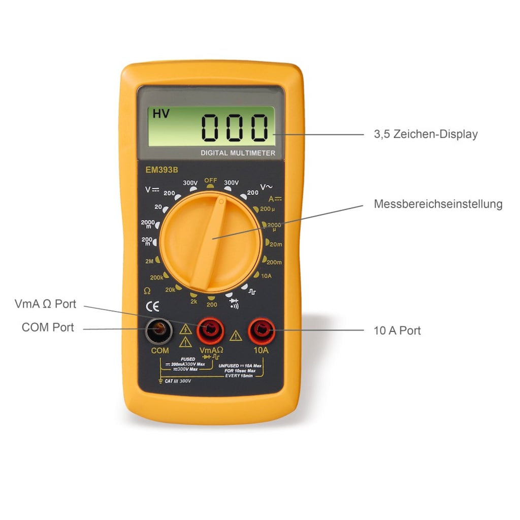 Hama Multimeter »Digitalmultimeter zum Messen von Spannung, Strom und Widerstand, 300V«