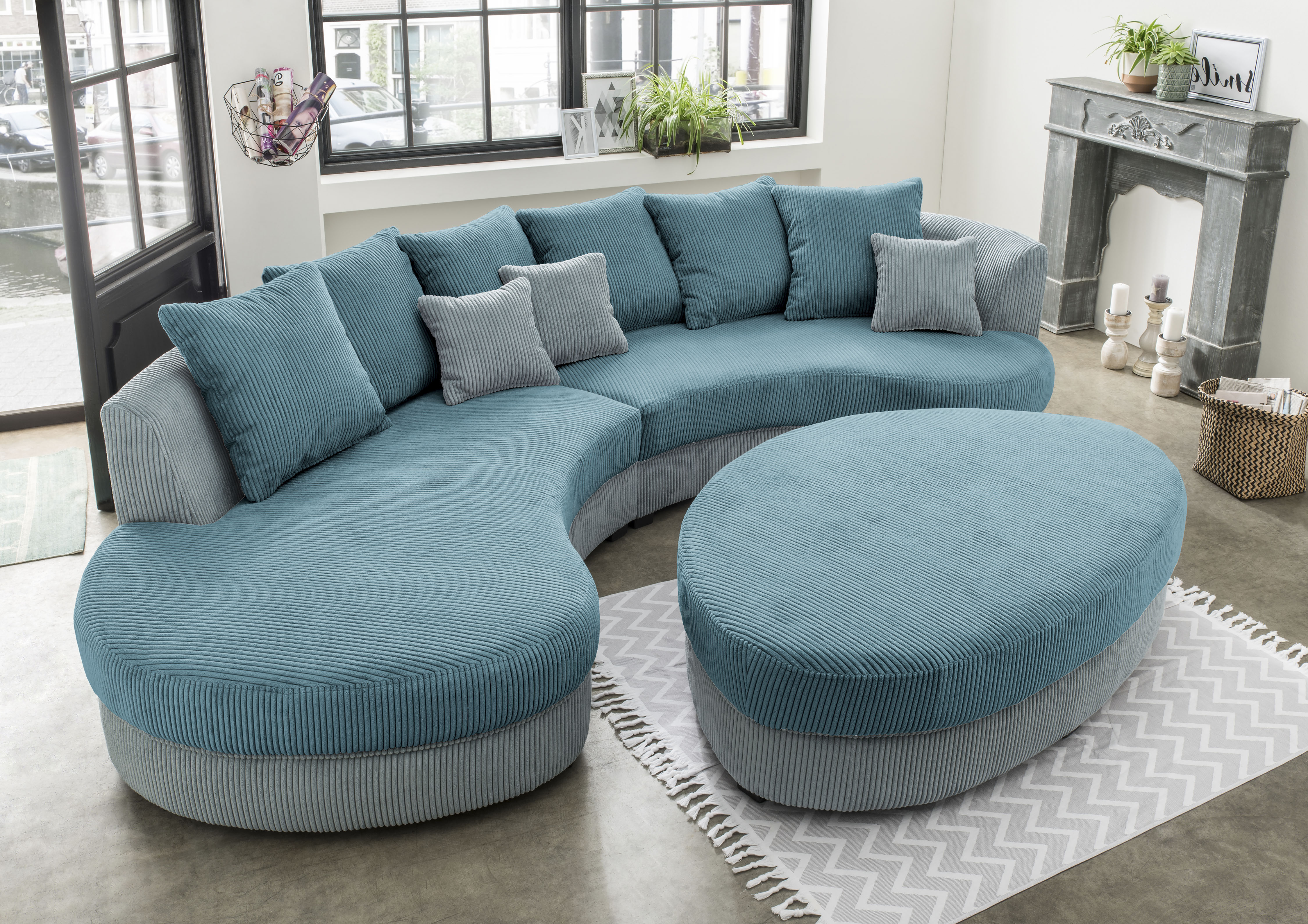 Home affaire Ecksofa "Lazio modern und bequem, schmale Armlehnen, tolle Detailverarbeitung" zwei verschiedene Fußfarben wählbar