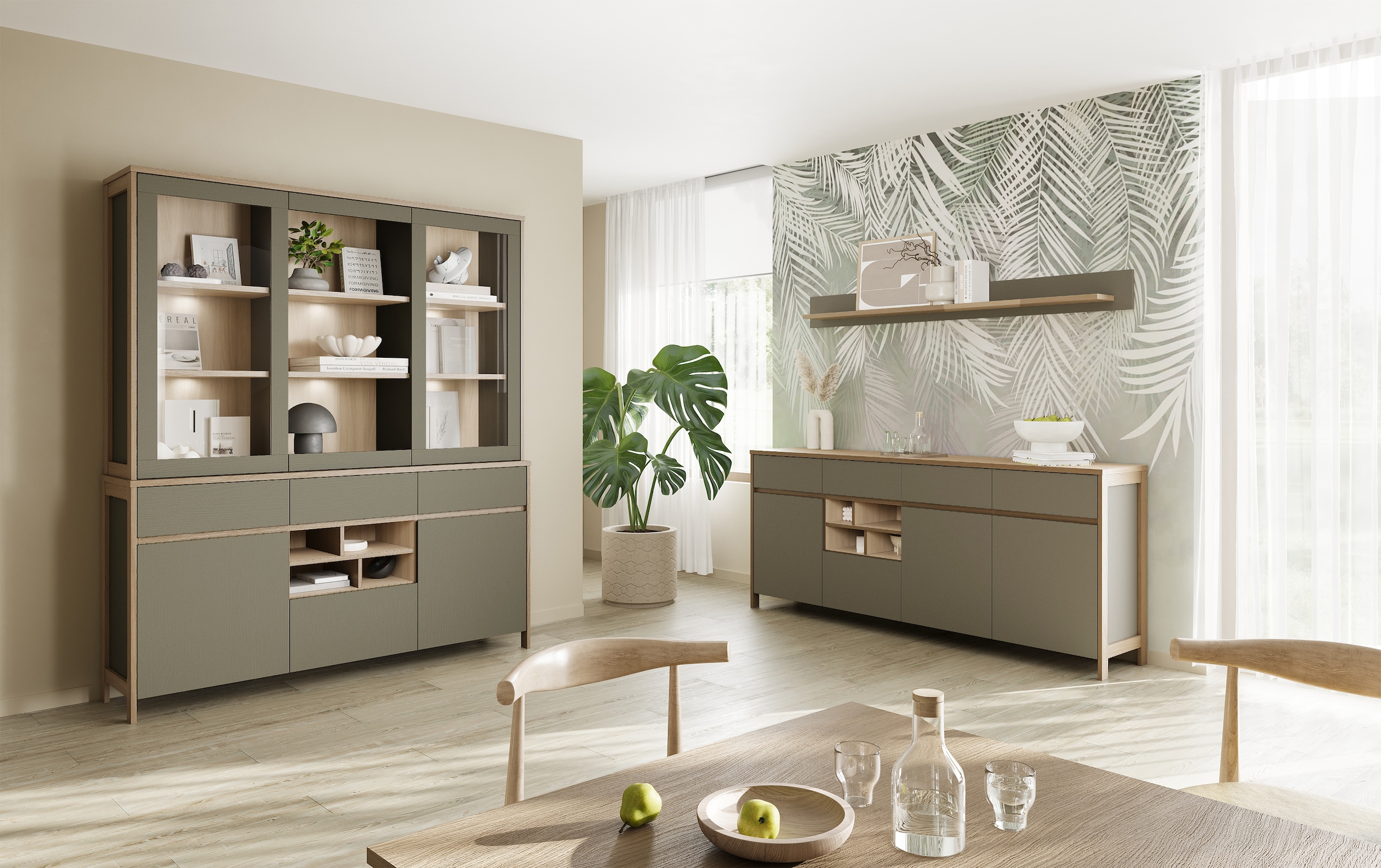 Home affaire Wohnwand »Stranda, moderne Anbauwand, Komplettset im Scandi-Style«, (2 St.), enthält Sideboard und Buffet, ausreichend Stauraum